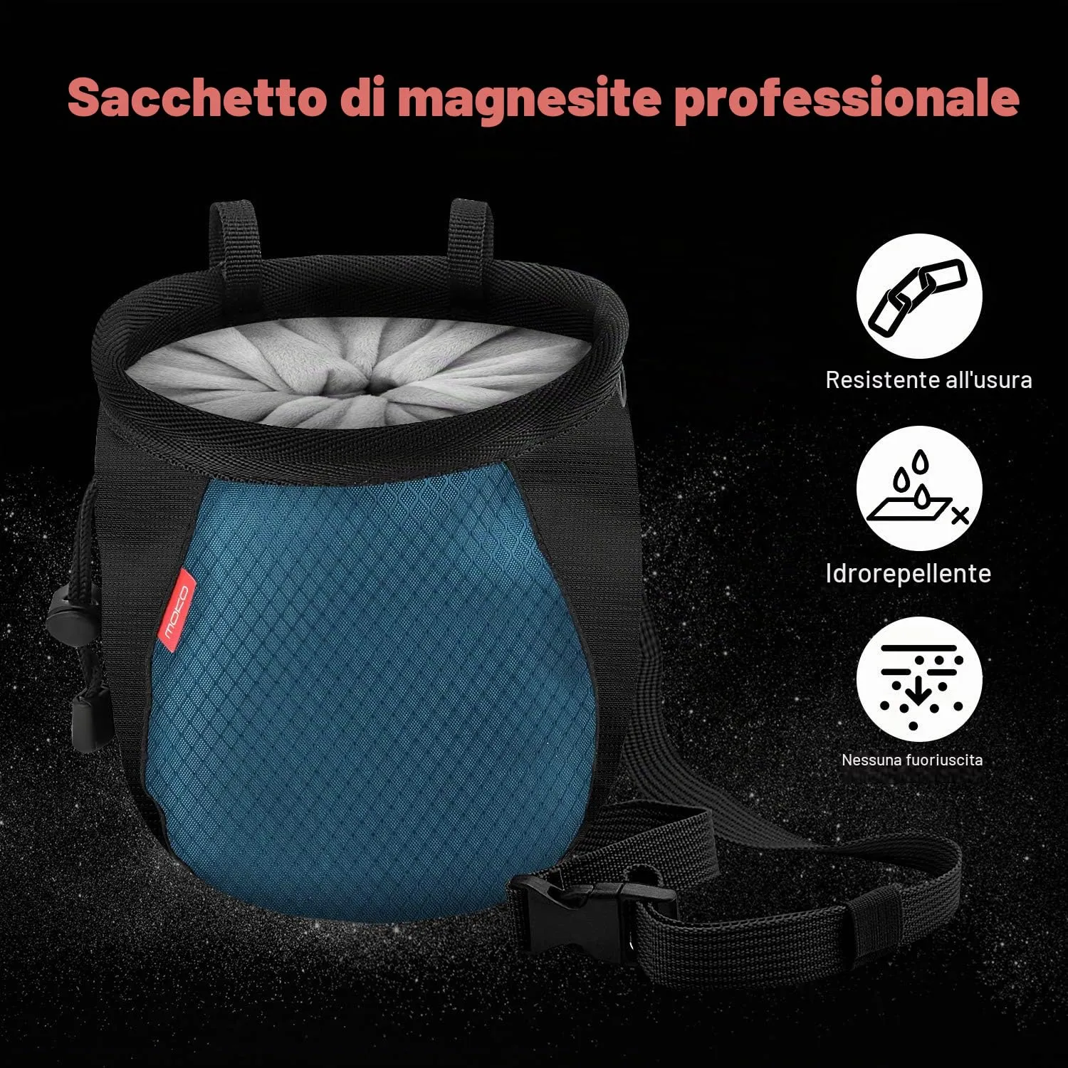 MoKo chalkbag sacca magnesite nero blu royal nylon