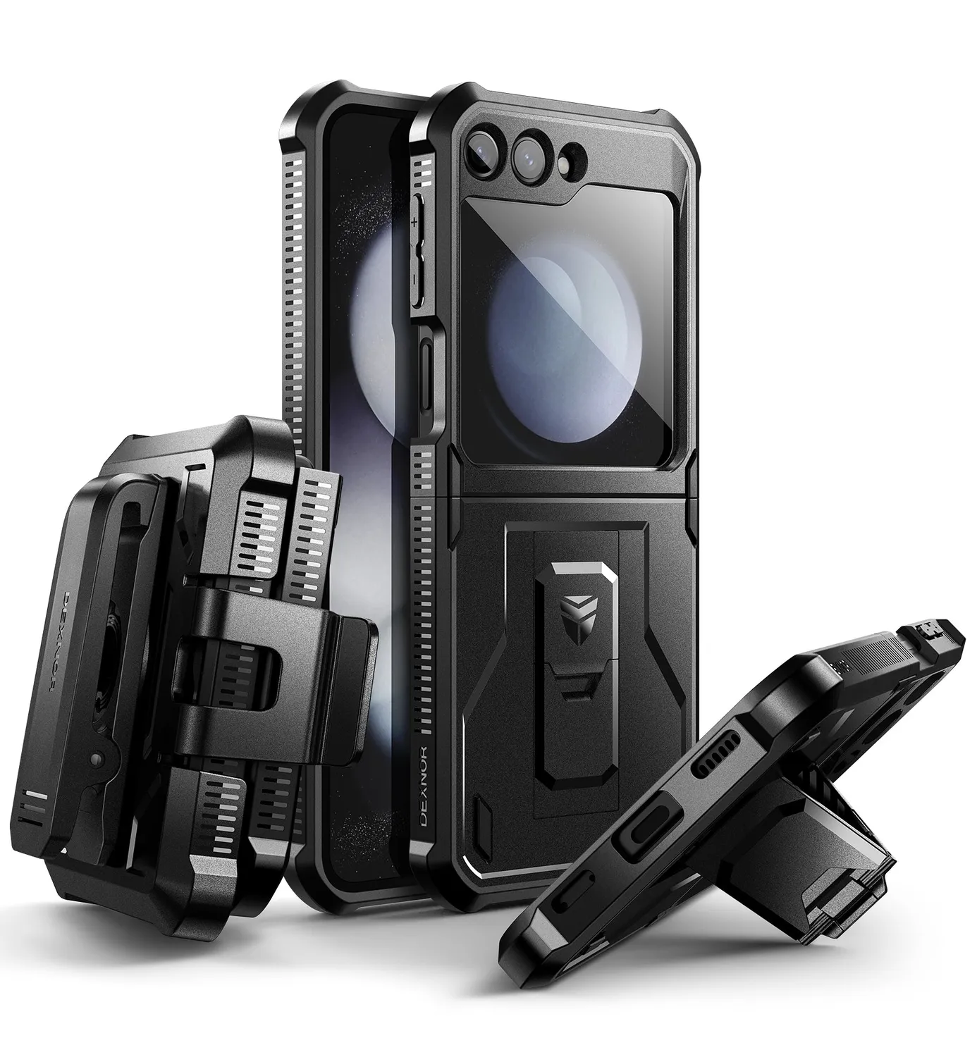 Dexnor Galaxy Z Flip 5 custodia nera antiurto con cerniera