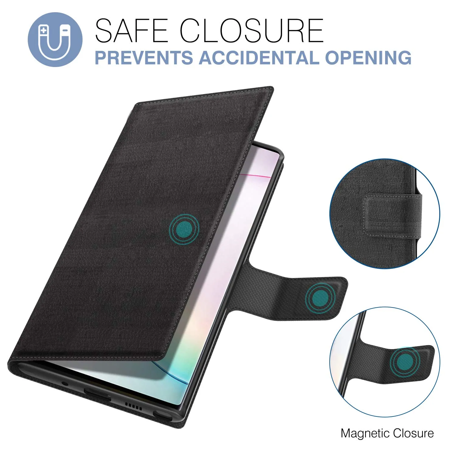 MoKo portafoglio cover Galaxy Note 10 6.3" nero ardesia
