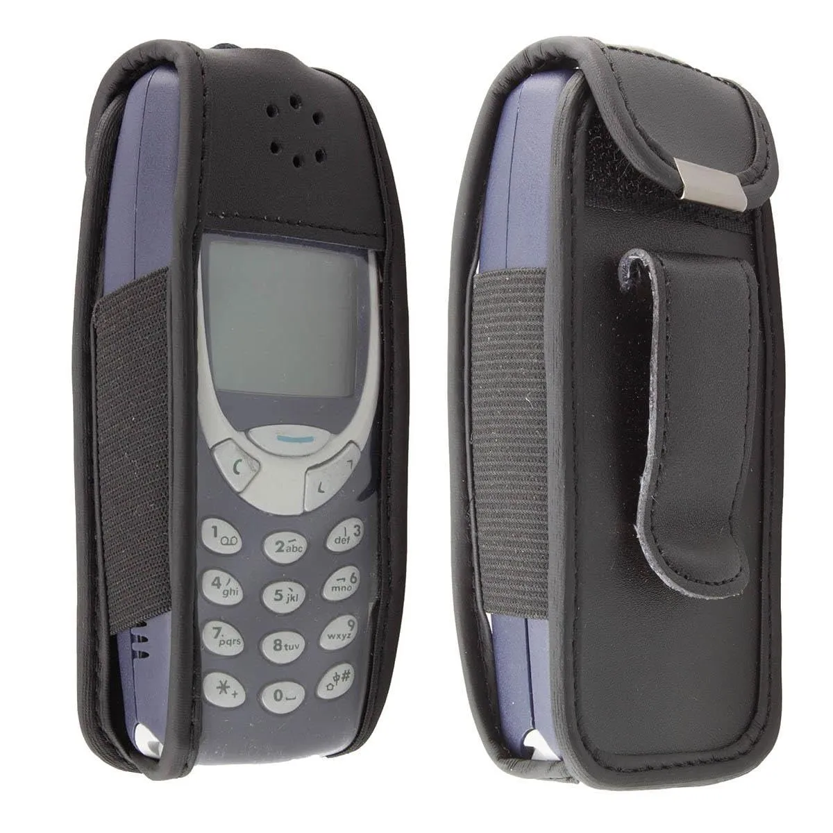 caseroxx Custodia Pelle Nokia 3310/3330 Nera Clip Cintura