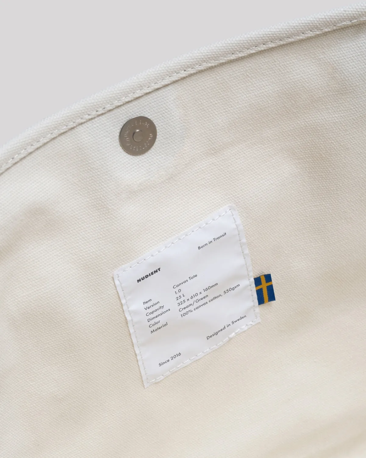 Nudient Canvas Tote shopper Cream Green tela