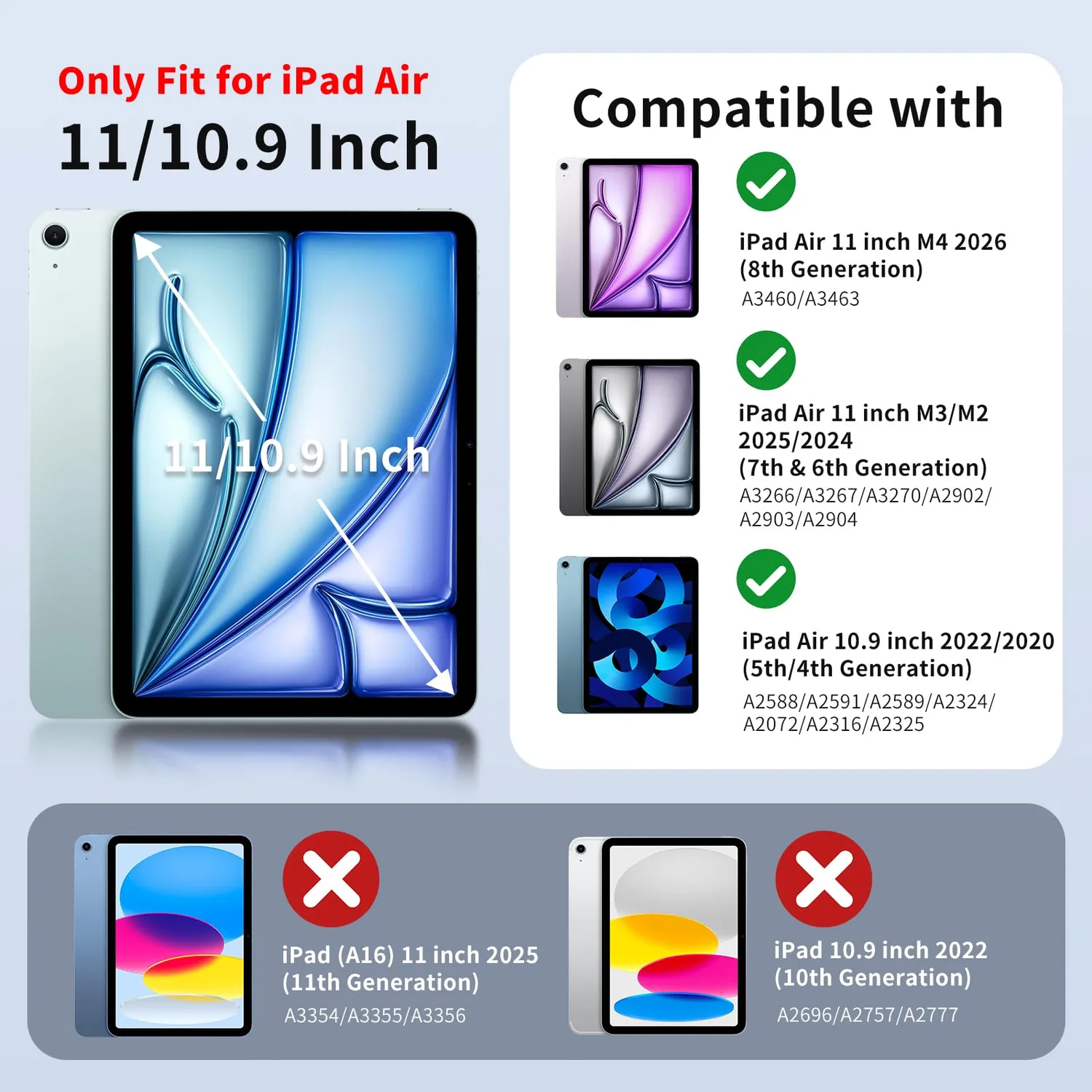 MoKo iPad Air 11 M4/M3/M2 cover blu marino portapenna