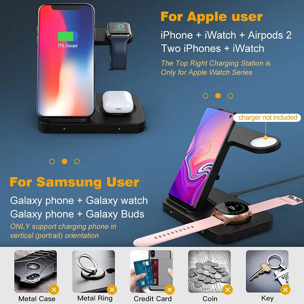 MoKo 3in1 stazione ricarica wireless Qi 10W nera