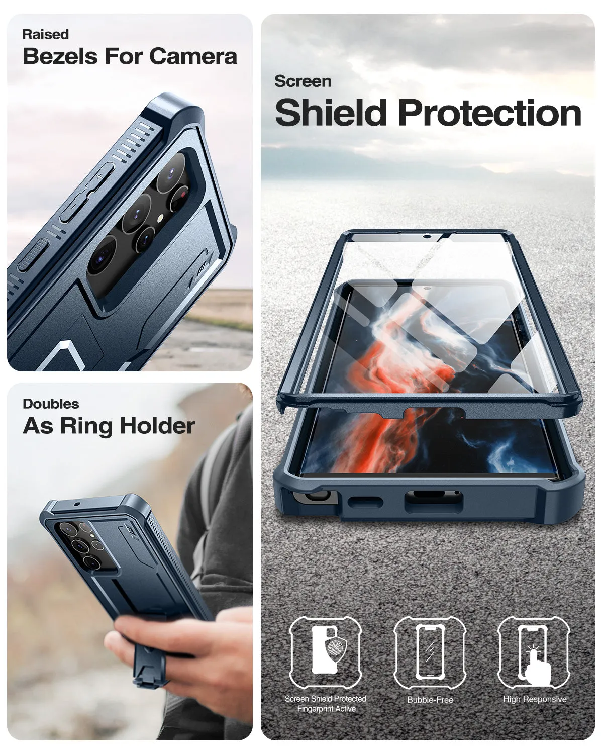 Dexnor Galaxy S22 Ultra cover rugged nera kickstand