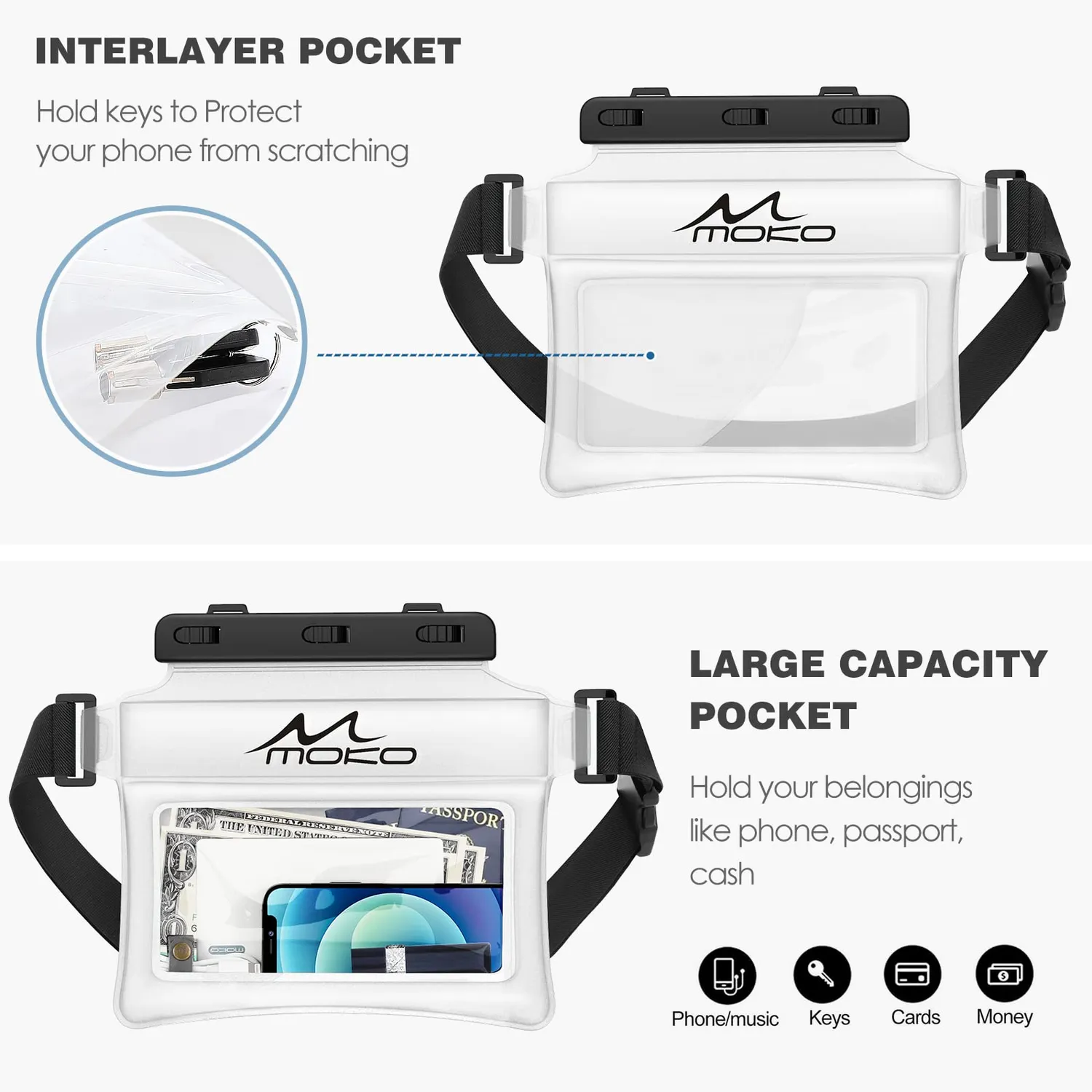 MoKo Custodia Impermeabile Telefono IPX8 Galleggiante