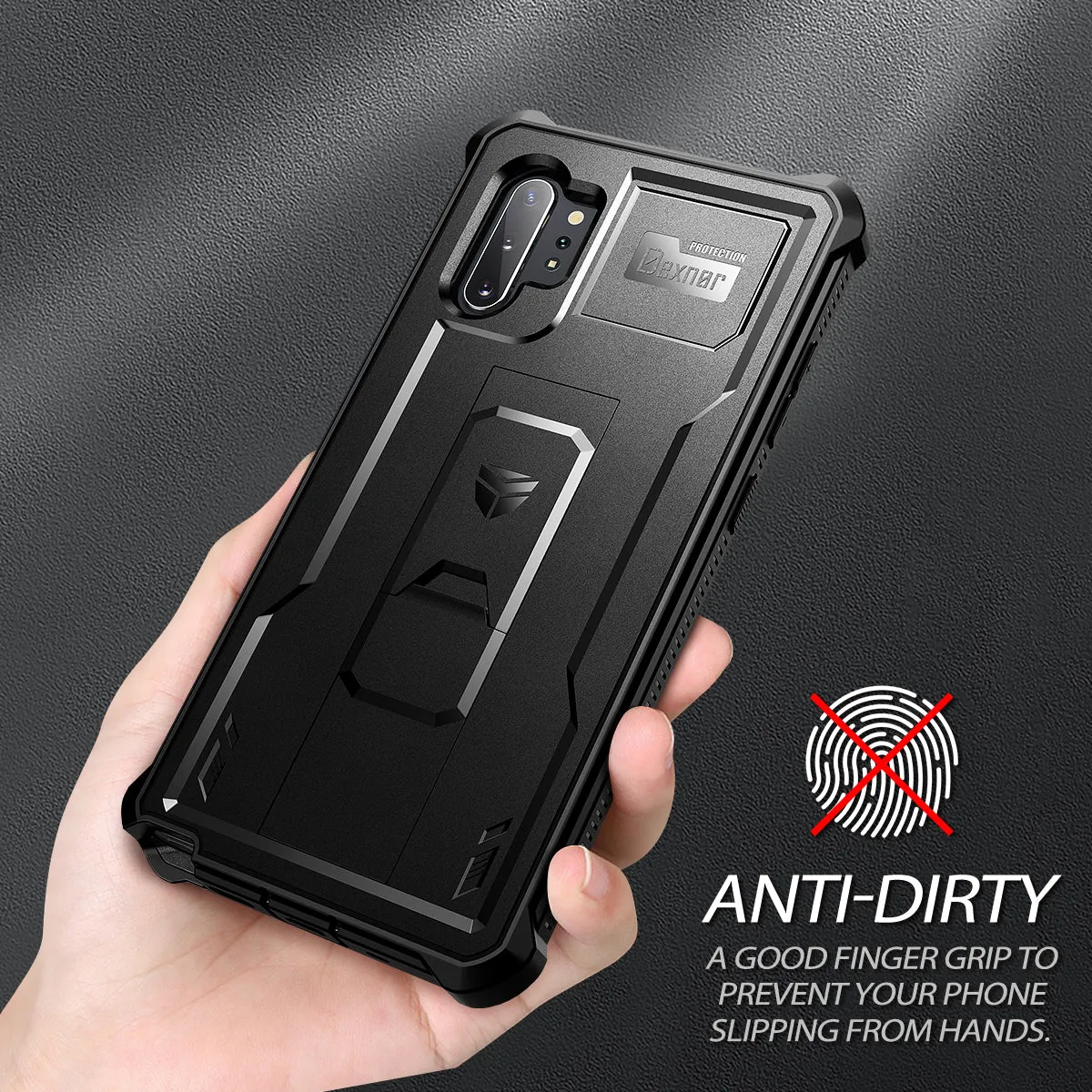 Dexnor Galaxy Note 10+ cover antishock nera + vetro