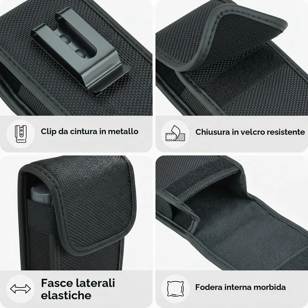 caseroxx cercapersone borsa nylon nera compatta