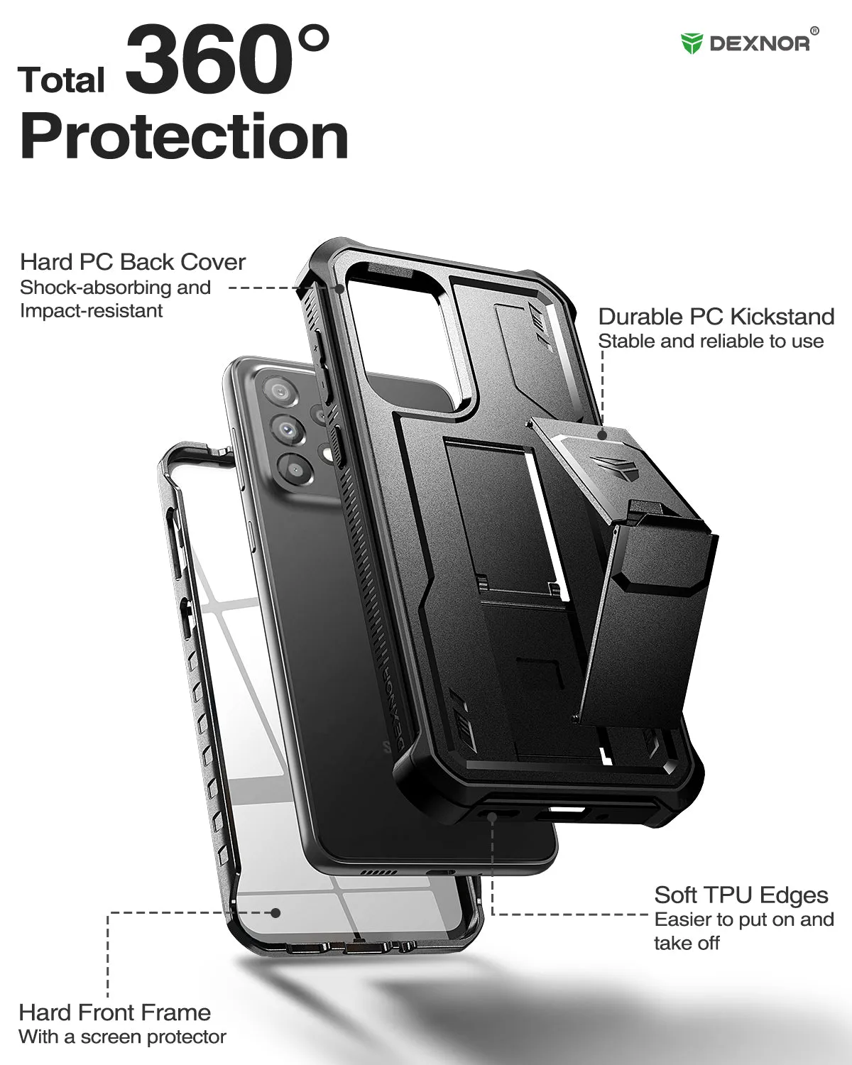 Dexnor Galaxy A33 5G cover nera con pellicola antiurto