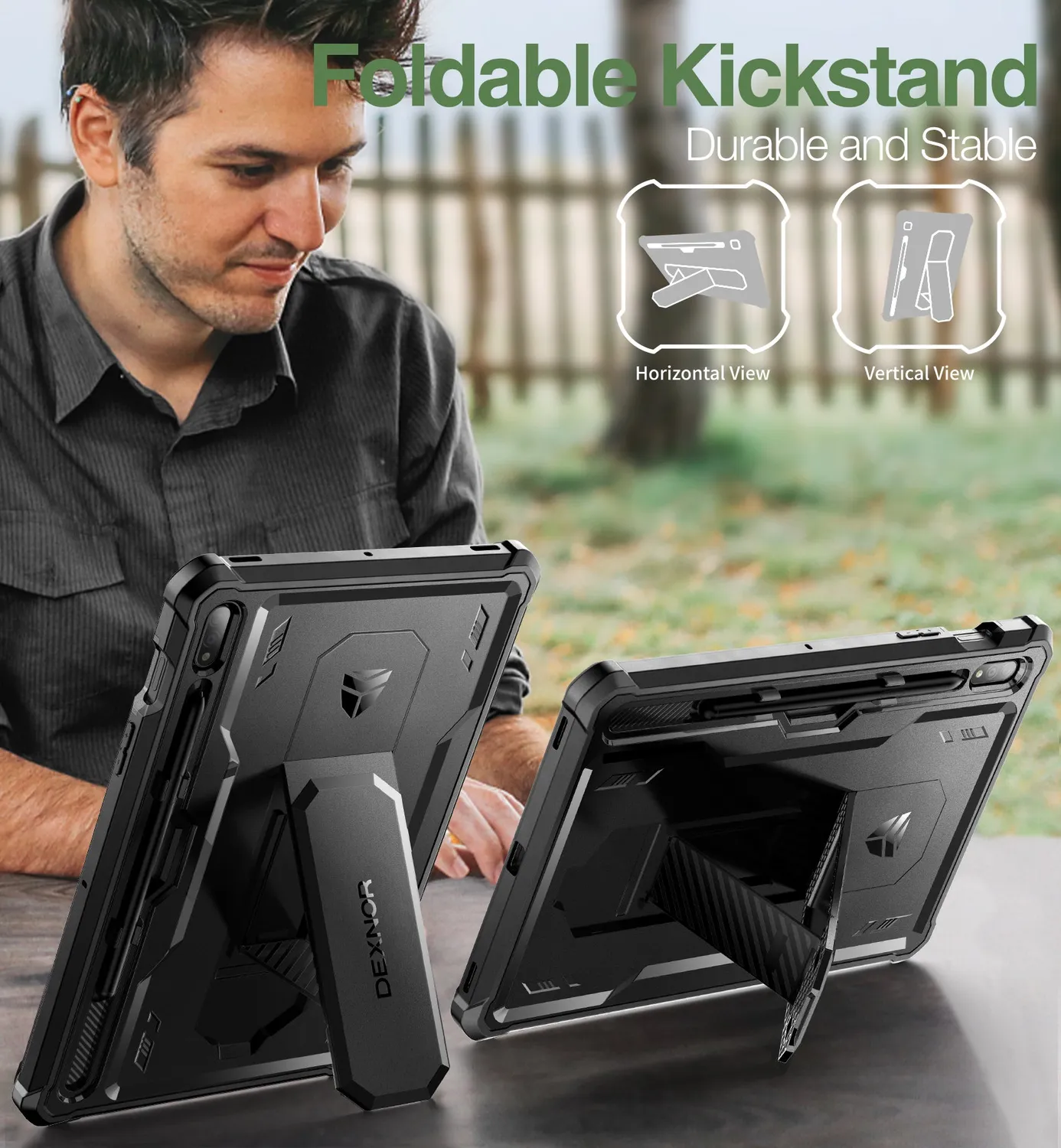 Dexnor Galaxy Tab S7 S8 11" cover nera rugged pennino