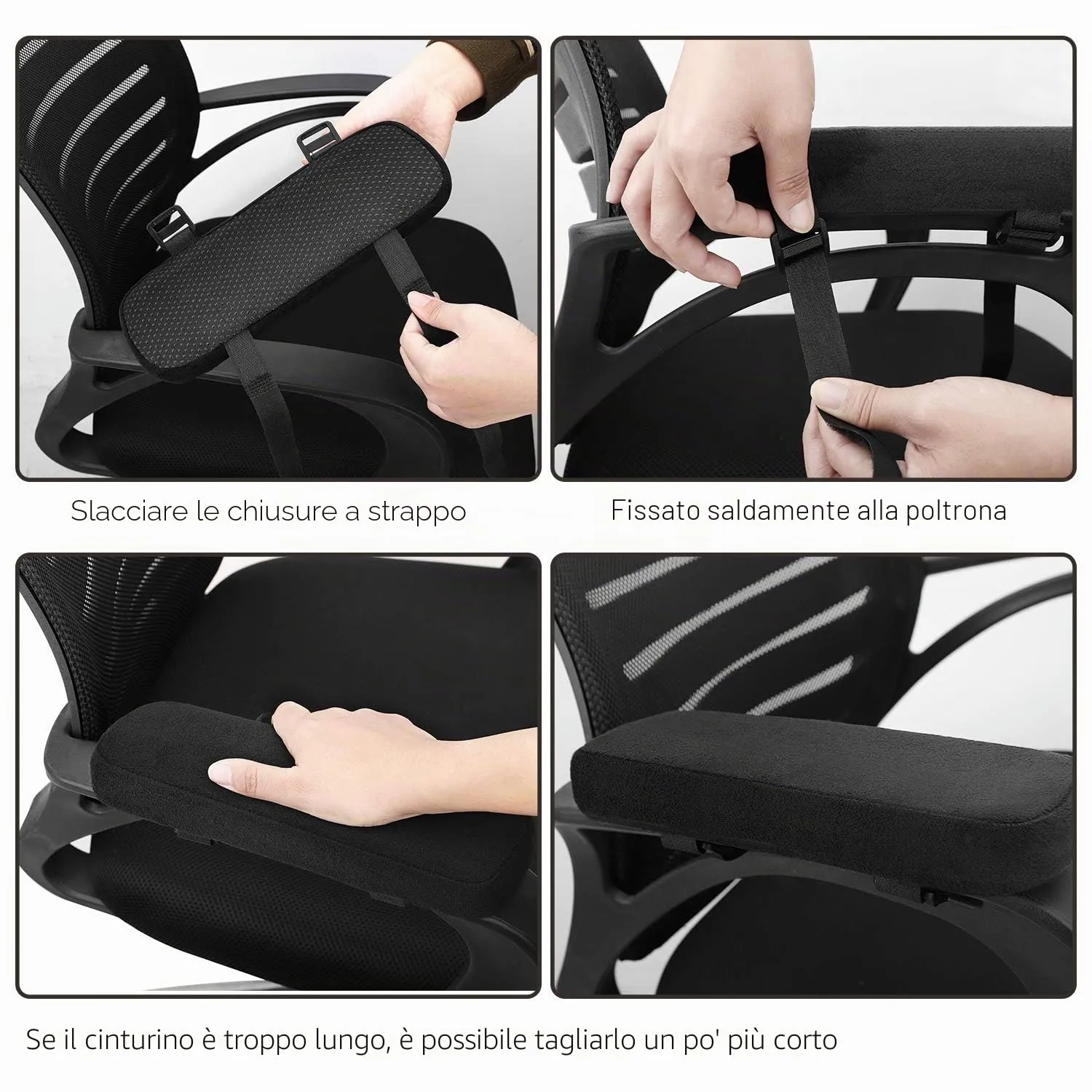 MoKo copribraccioli sedia ufficio neri 2 pezzi memory