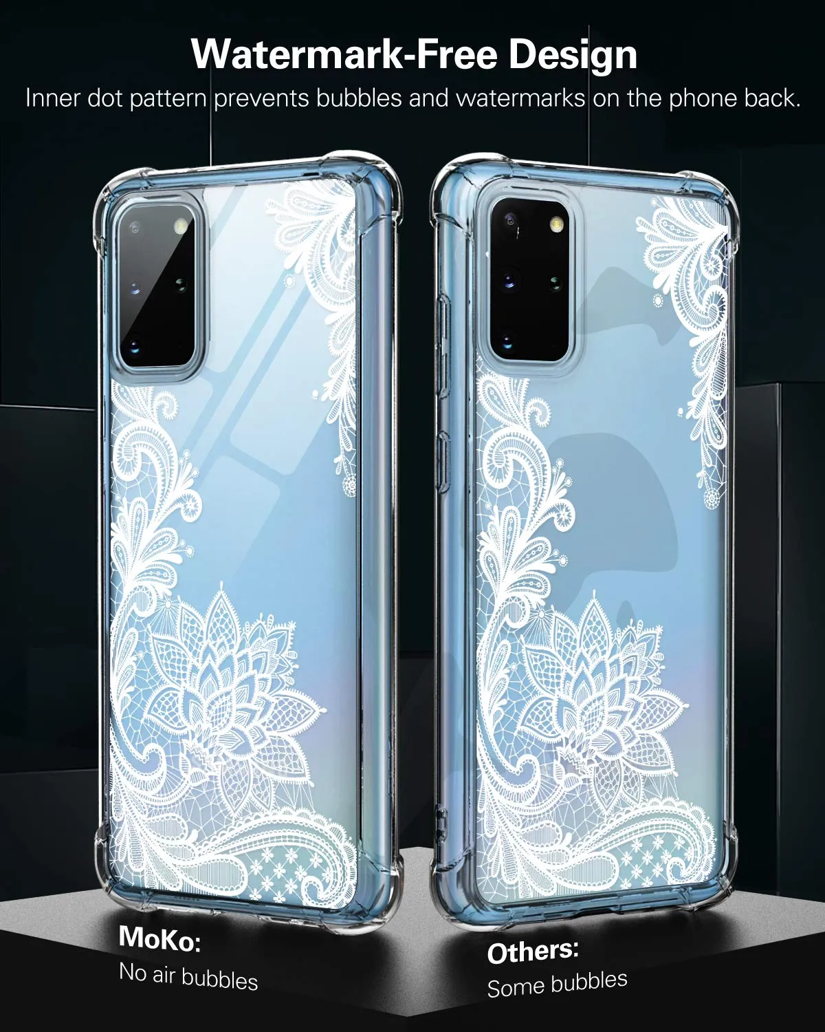 MoKo Galaxy S20 Plus cover rigida trasparente pizzo cristallo