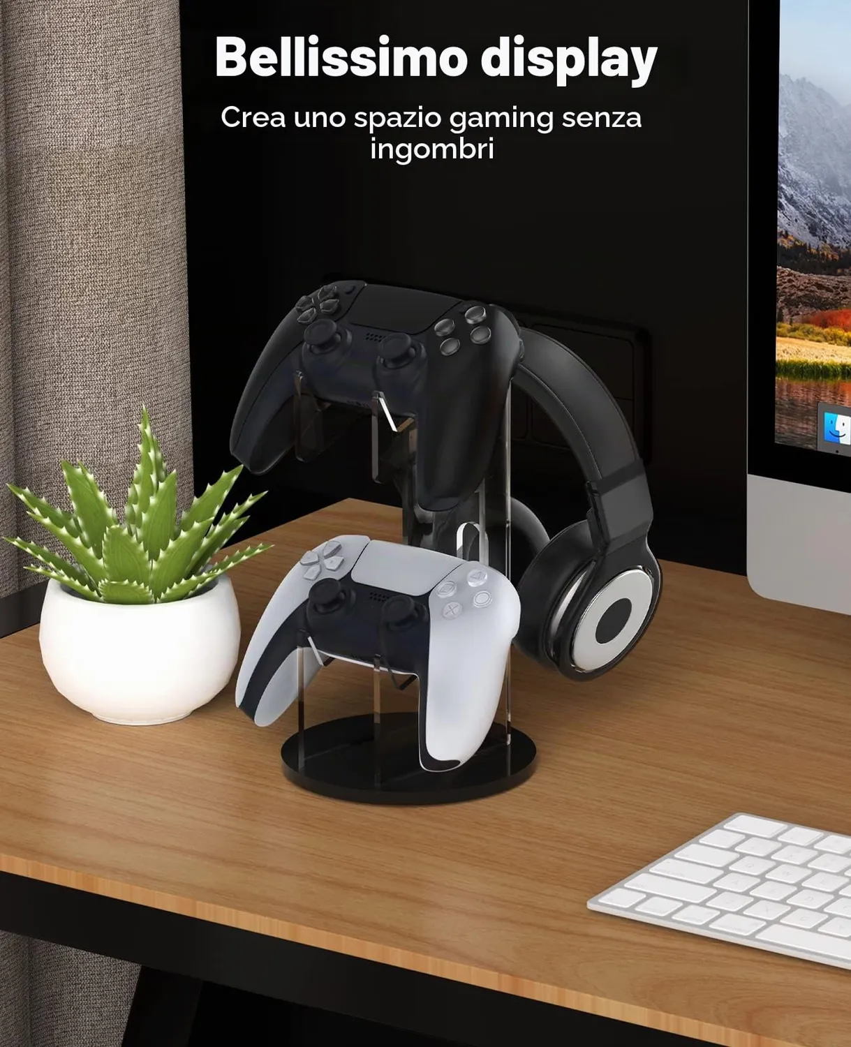 MoKo supporto controller e cuffie nero trasparente 2in1