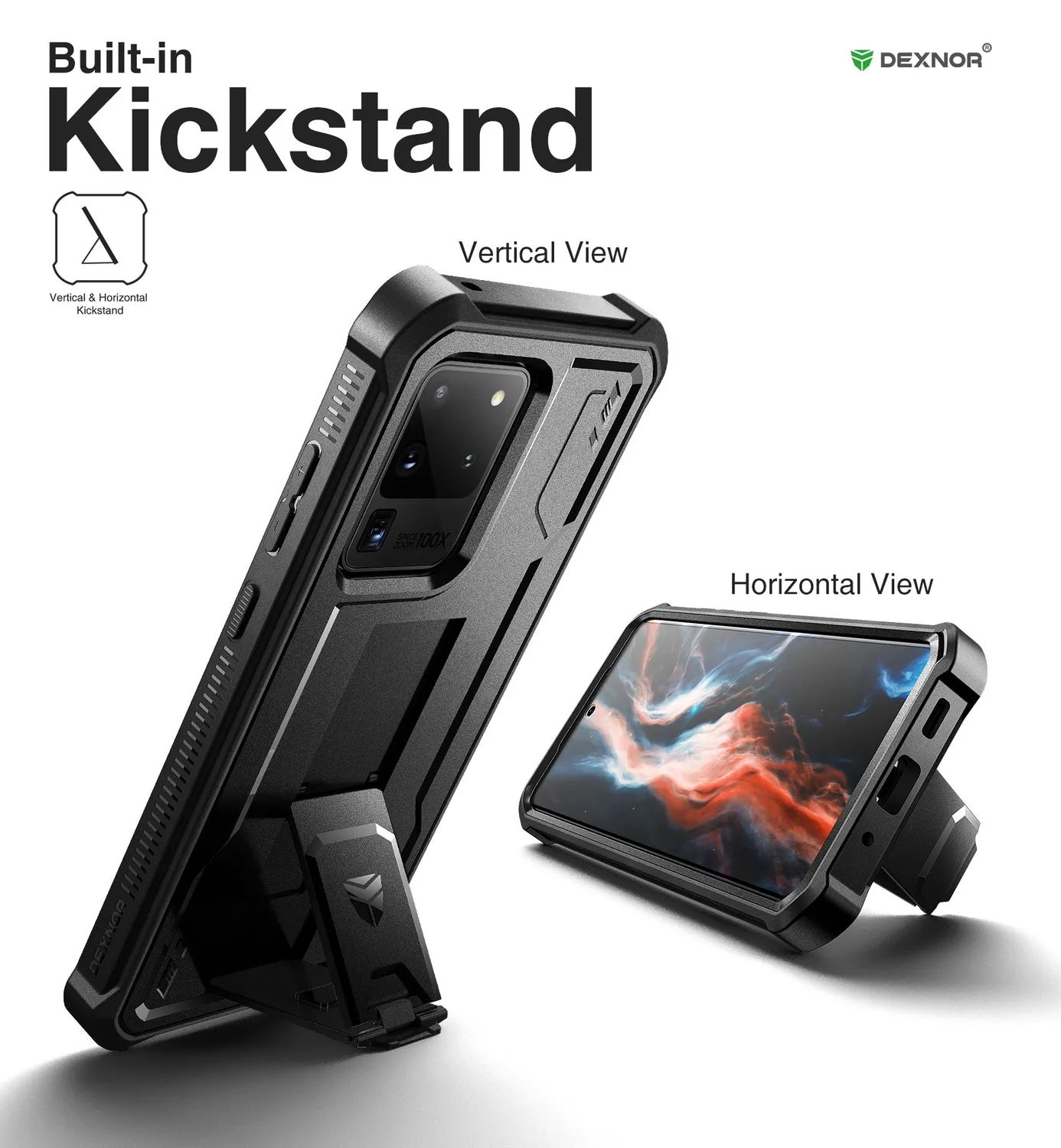Dexnor per Galaxy S20 Ultra Custodia Nera bumper stand