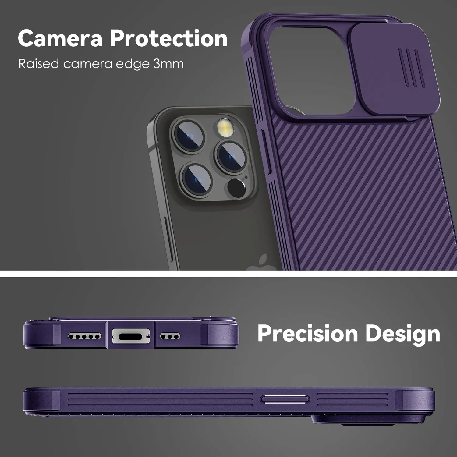 CloudValley Custodia iPhone 14 Pro Viola Antiurto con Coprilente