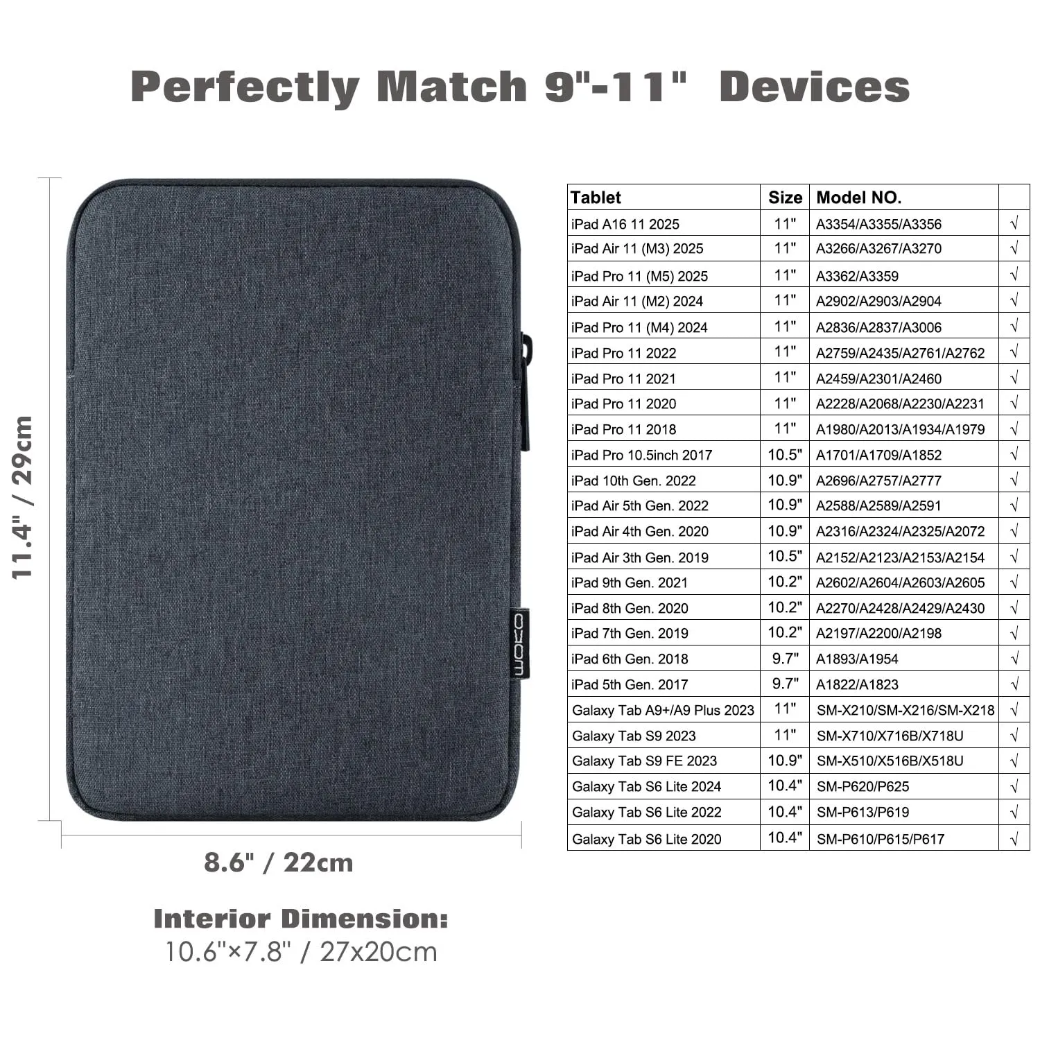 MoKo Sleeve tablet 9-11 pollici nero impermeabile