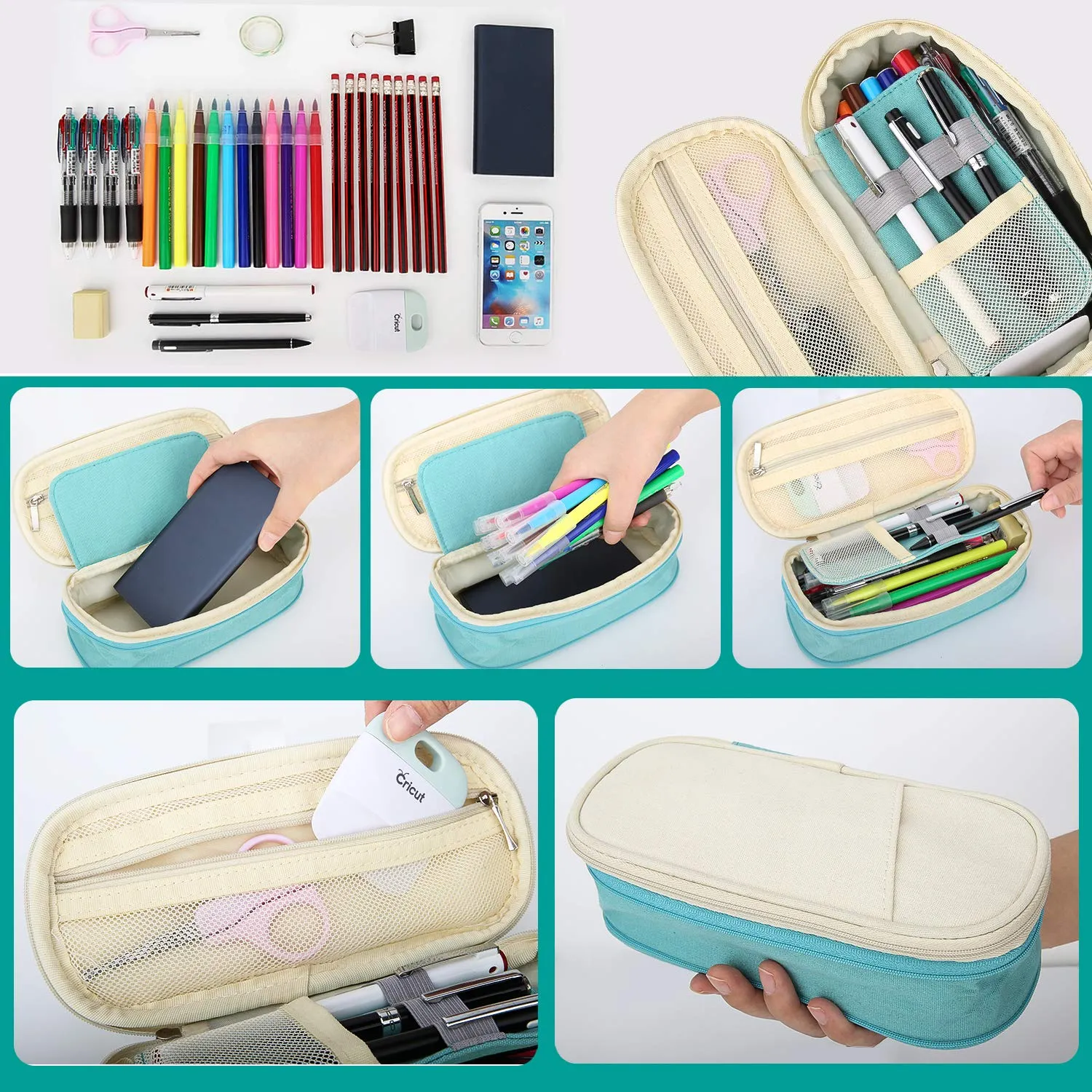 MoKo astuccio portamatite tela grande capacità organizer