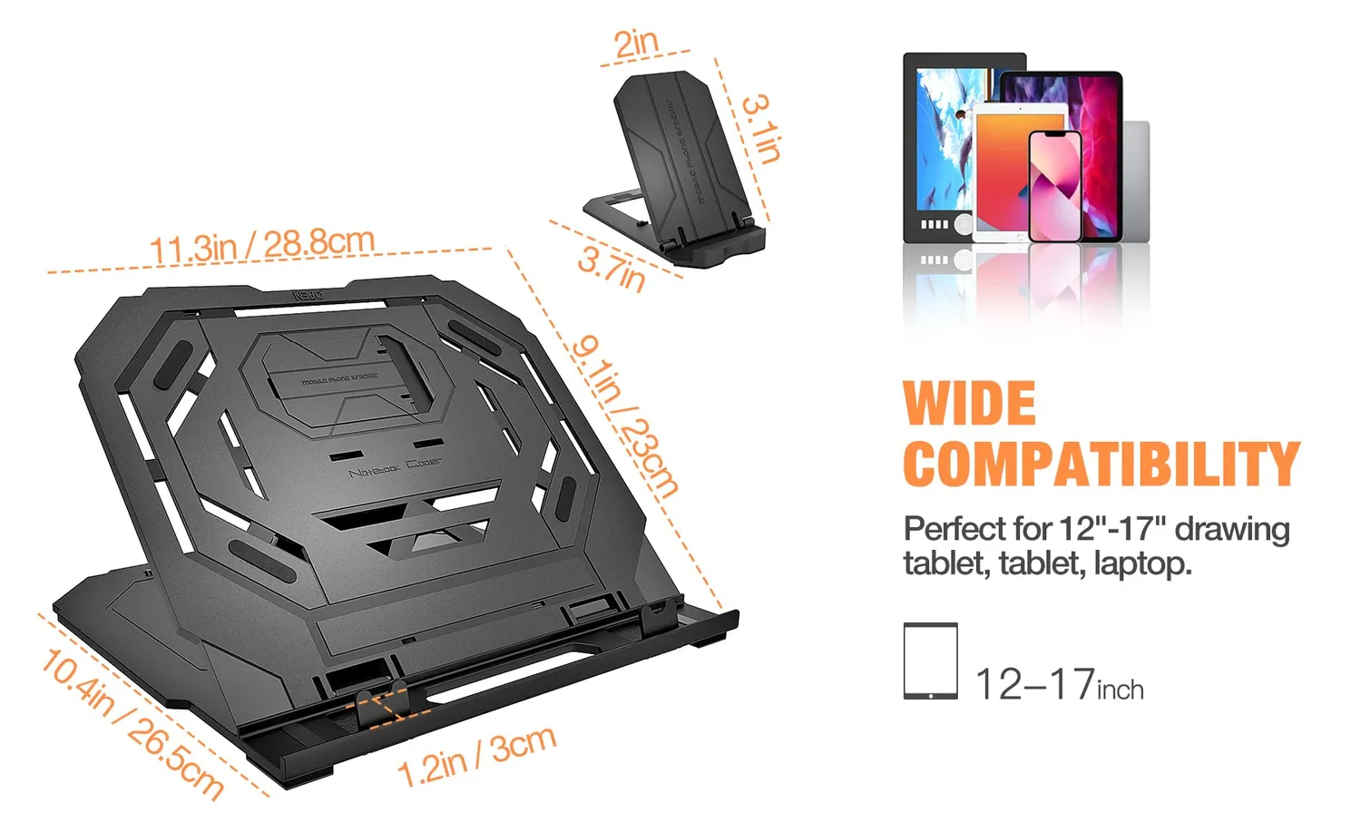 MoKo Supporto Tablet 12-17 Pollici da Scrivania nero regolabile