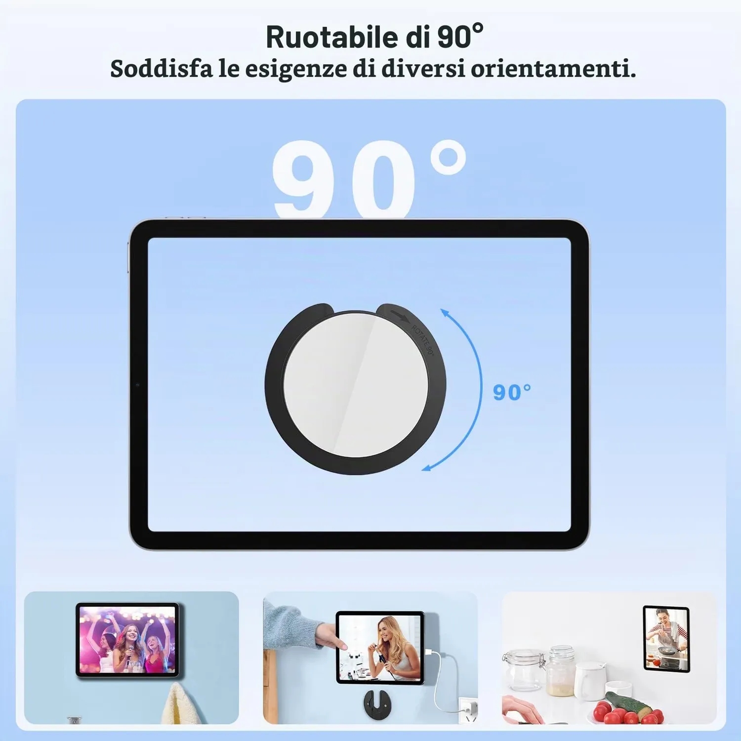 MoKo Supporto Parete Tablet Smartphone Nero 2 Pz 90°