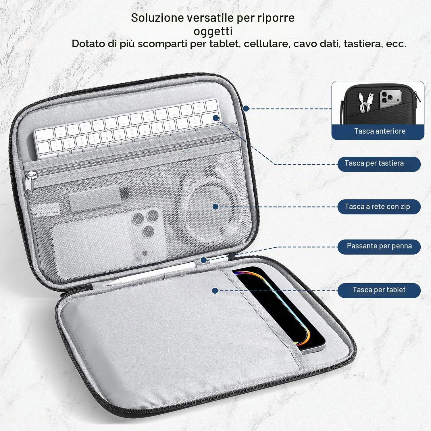 MoKo Borsa Tablet 9-11 Pollici con Maniglia Nero