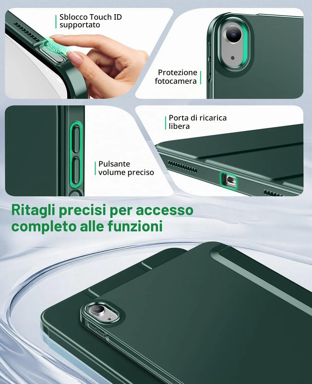 MoKo Cover iPad A16 11" 2025 10ª Gen Custodia Verde notte