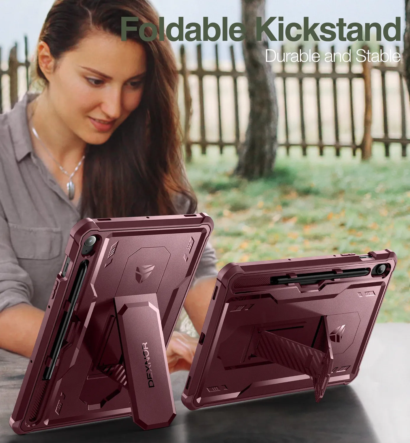 Dexnor Galaxy Tab S9 FE 10.9 cover rossa con stand penna