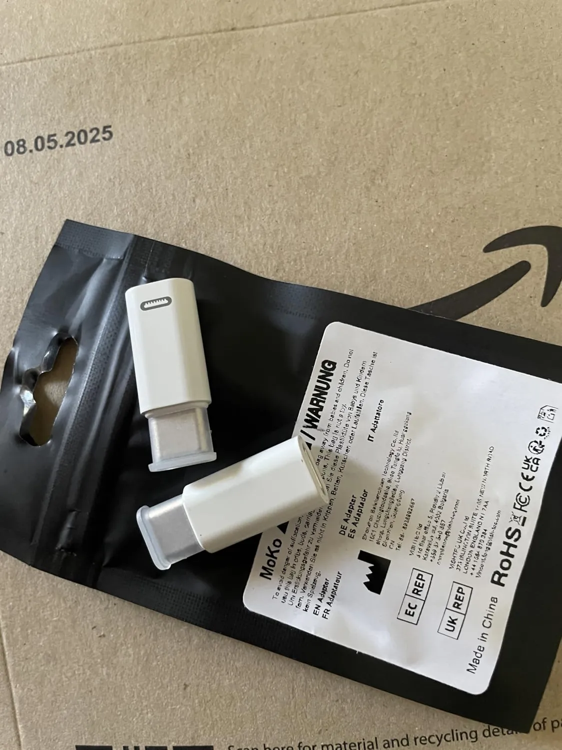 MoKo Adattatore Lightning-USB-C Maschio 2 Pezzi Bianco ricarica