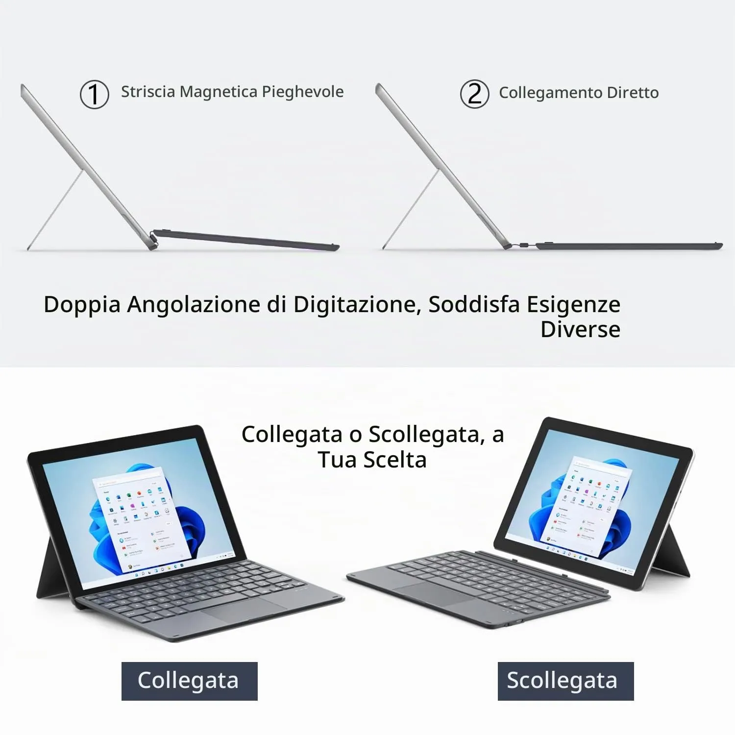 MoKo Surface Go Tastiera Bluetooth Grigia QWERTY inglese