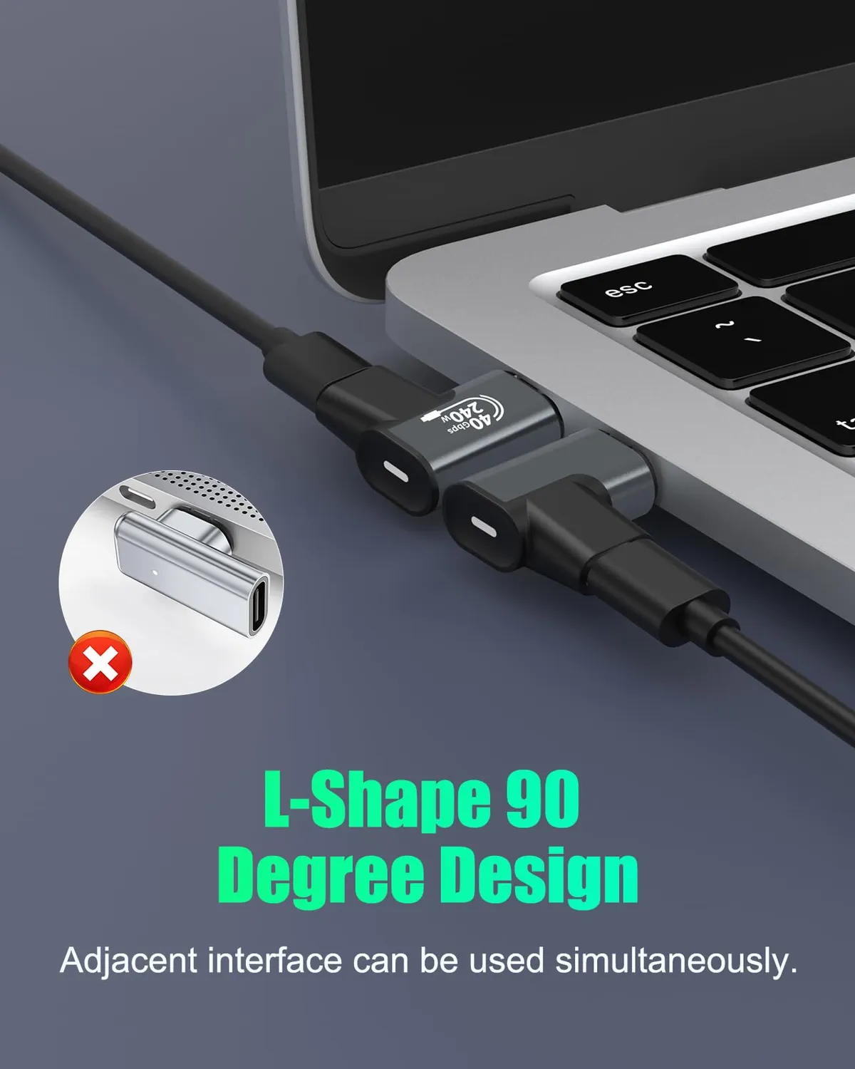 MoKo Adattatore Magnetico USB C 90° 240W 2 Pezzi