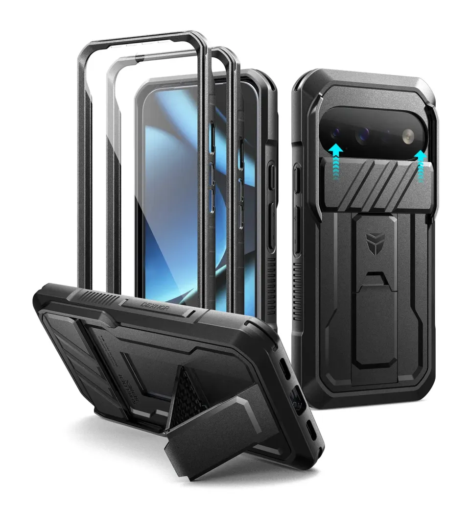 Dexnor Pixel 11 custodia rugged nera con stand