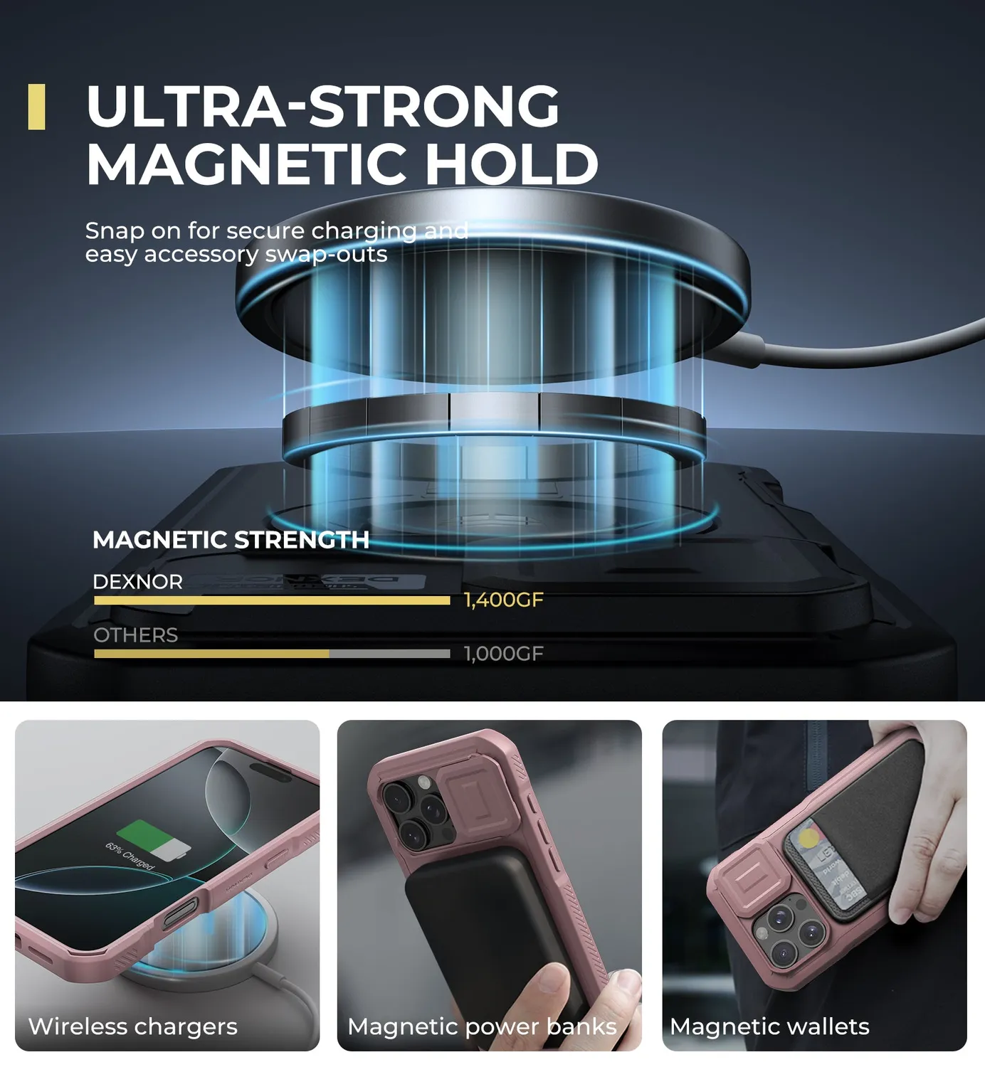 Dexnor iPhone 16 Pro Max cover rosa MagSafe antiurto