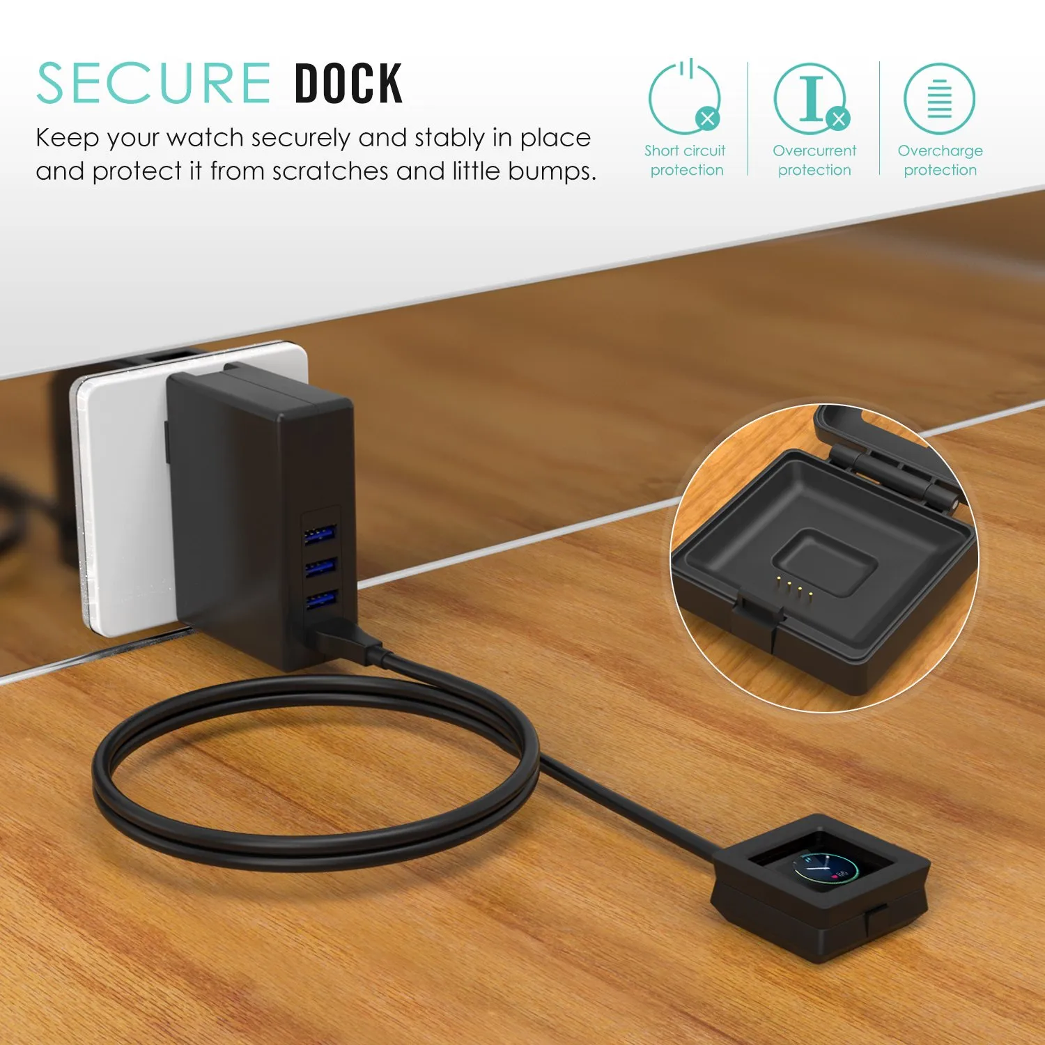 MoKo Fitbit Blaze dock ricarica USB 93 cm nero