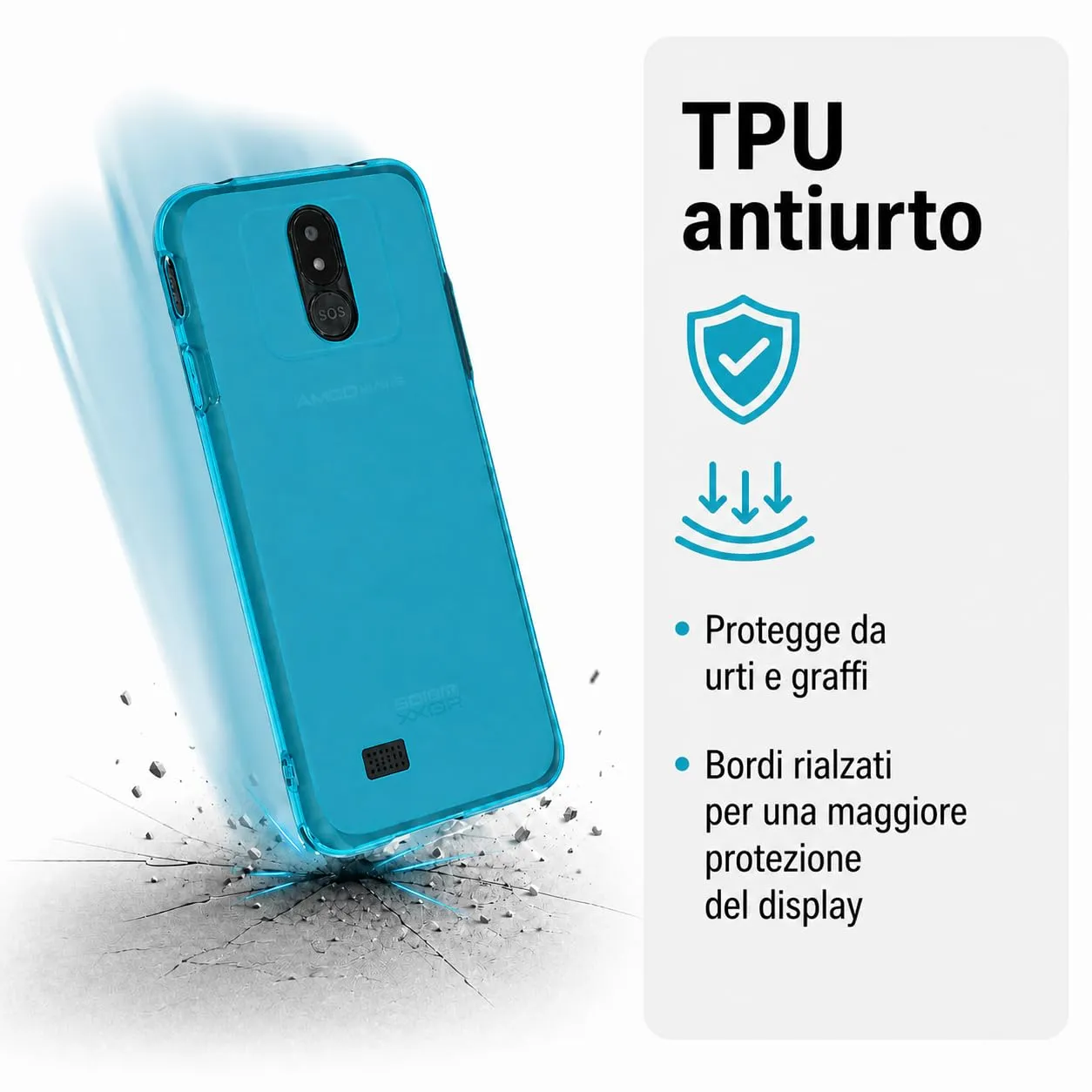 caseroxx TPU cover Brondi Amico Vero 4G azzurra antishock