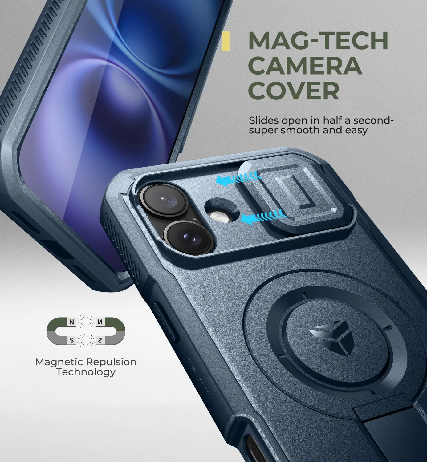 Dexnor iPhone 16 Plus Cover Blu MagSafe Antiurto