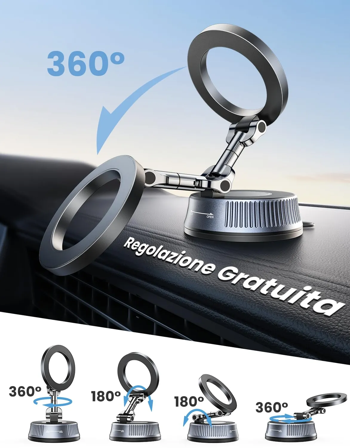 EOIWUY Porta Cellulare Auto Magnetico Nano Gel 360°