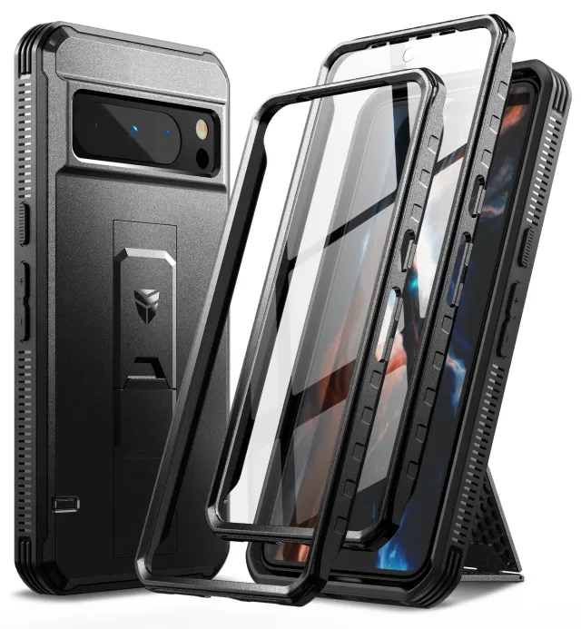 Dexnor per Pixel 8 Pro Custodia Nera rugged 2 pellicole