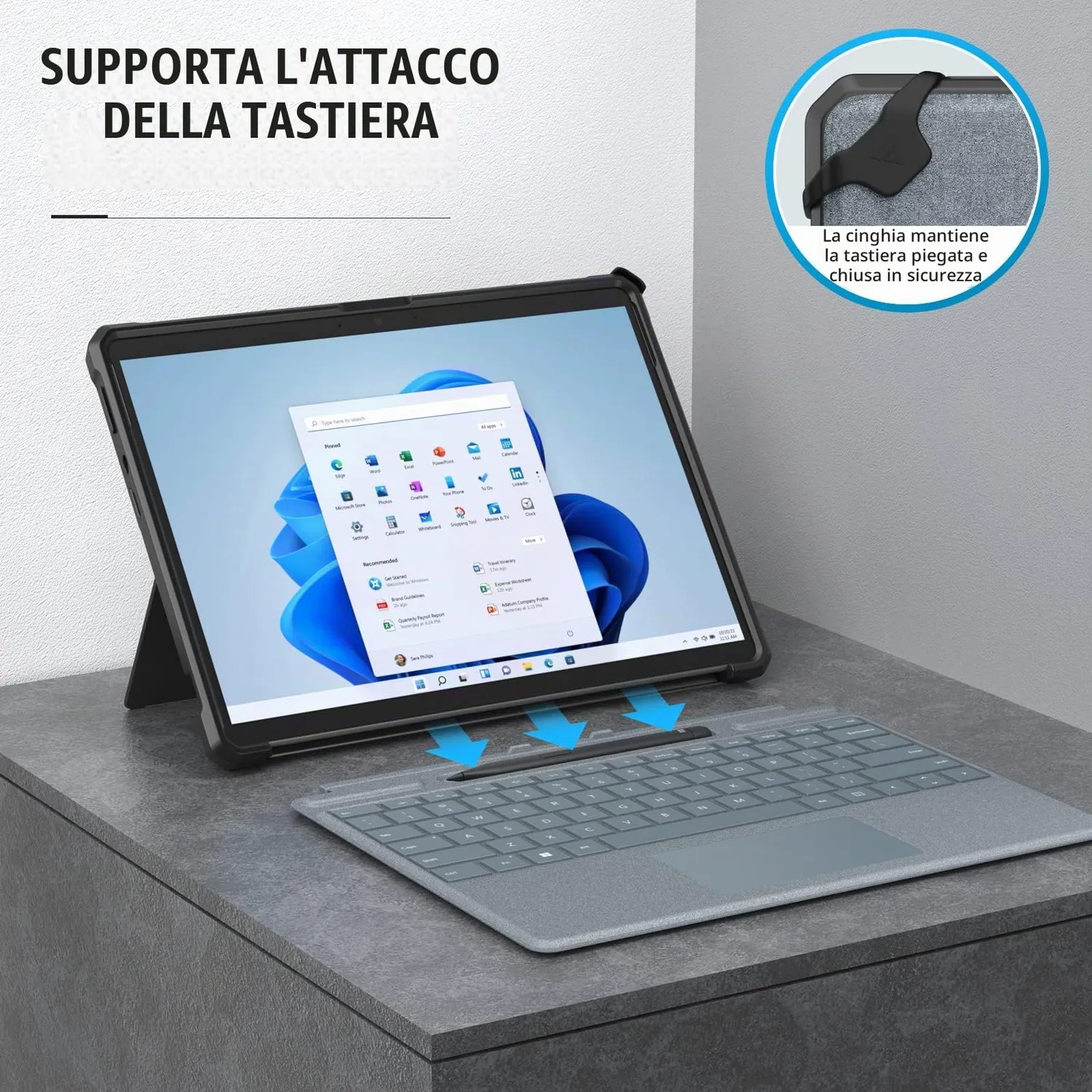 MoKo Custodia Surface Pro 8 13" Nero PC+TPU Antiurto