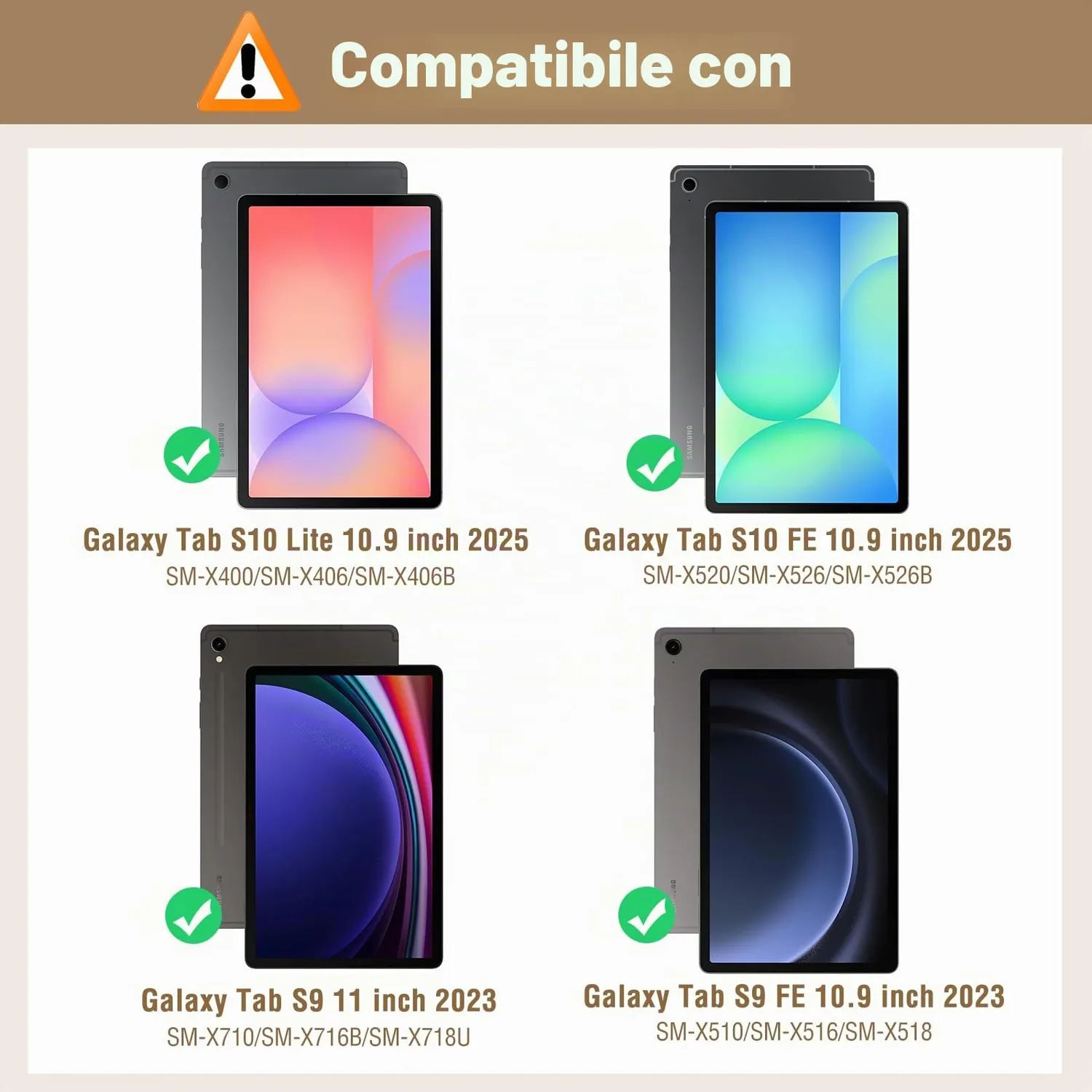 MoKo Cover Samsung Tab S10 Lite/S10 FE Denim Blu Marrone