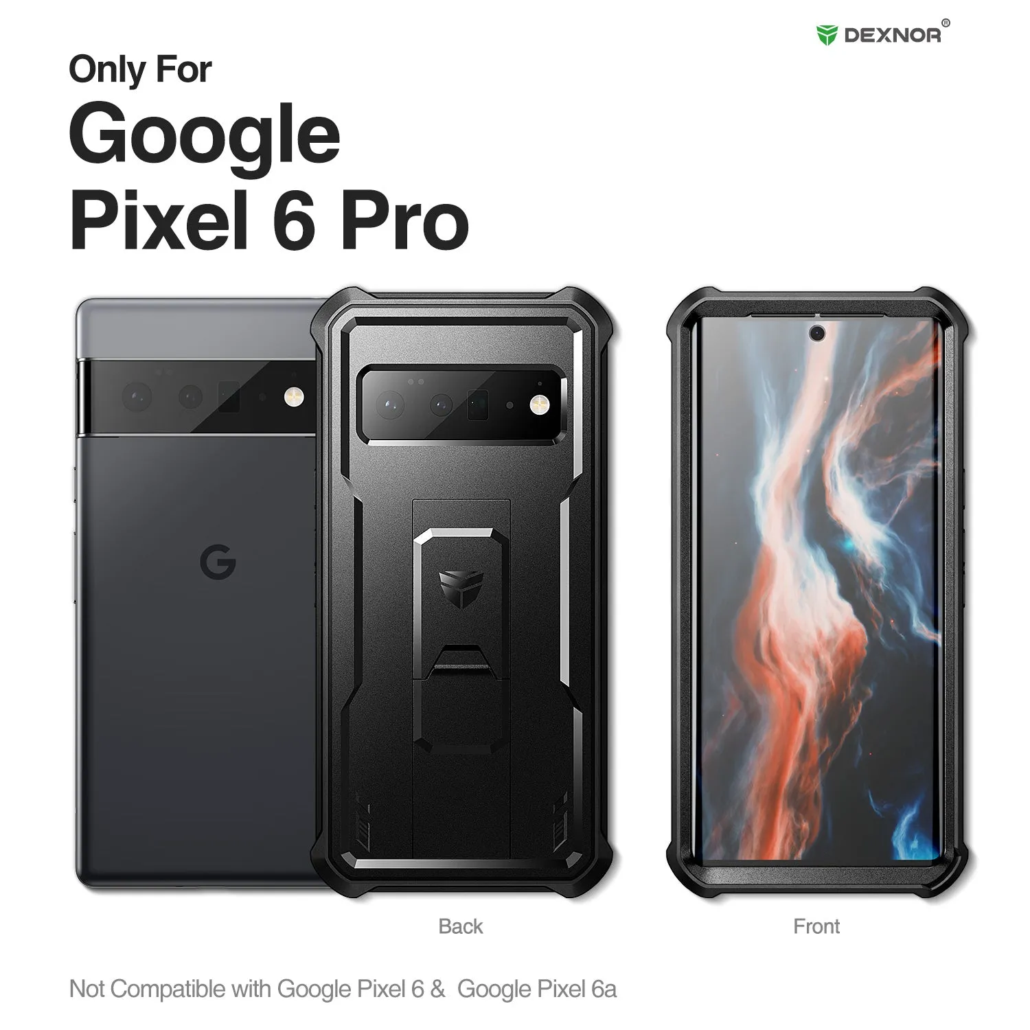 Dexnor Pixel 6 Pro 5G custodia rugged nera antishock