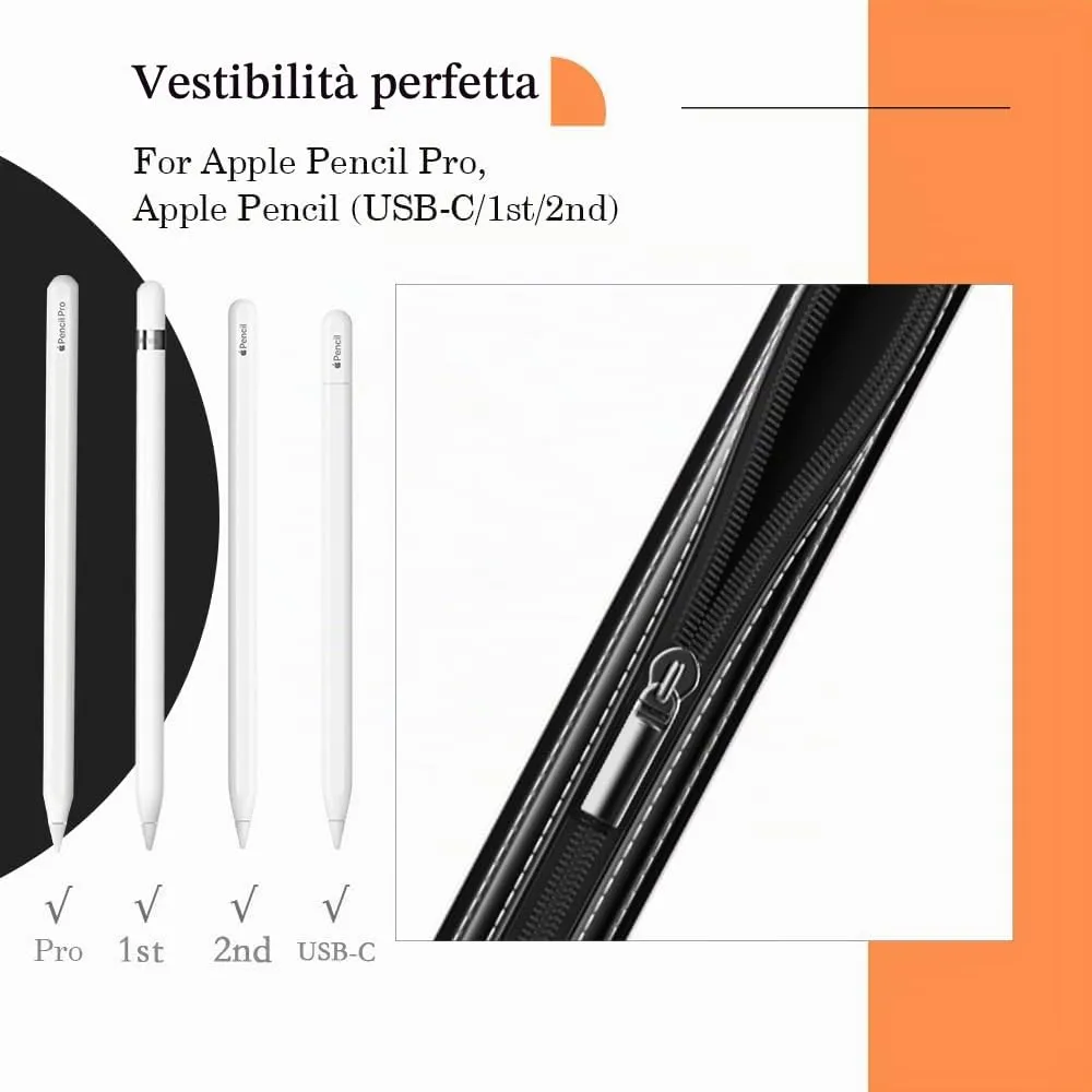 MoKo Cover Apple Pencil Pro/USB-C/1ª/2ª Gen Nero con elastico
