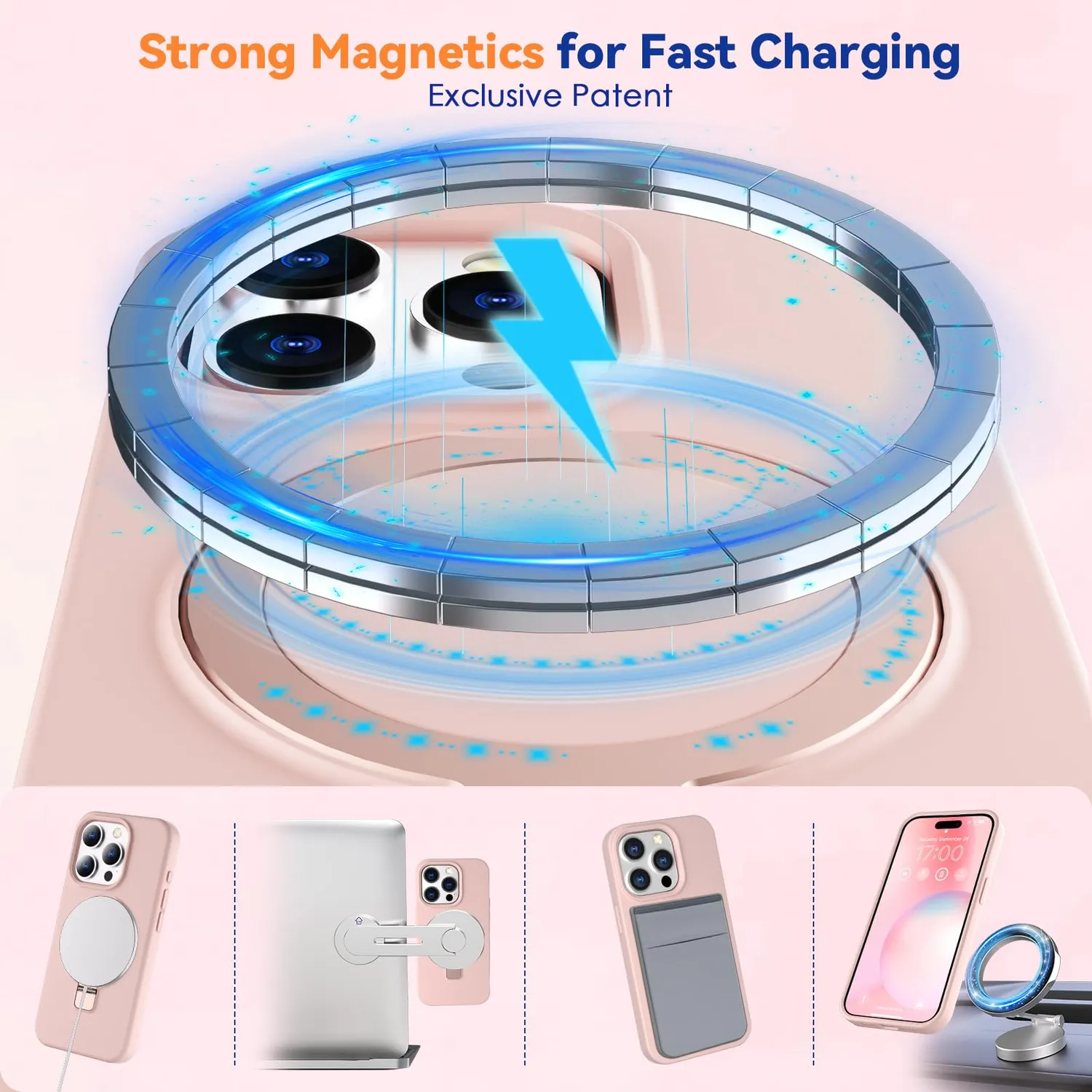 CloudValley iPhone 15 Pro Max cover MagSafe rosa stand