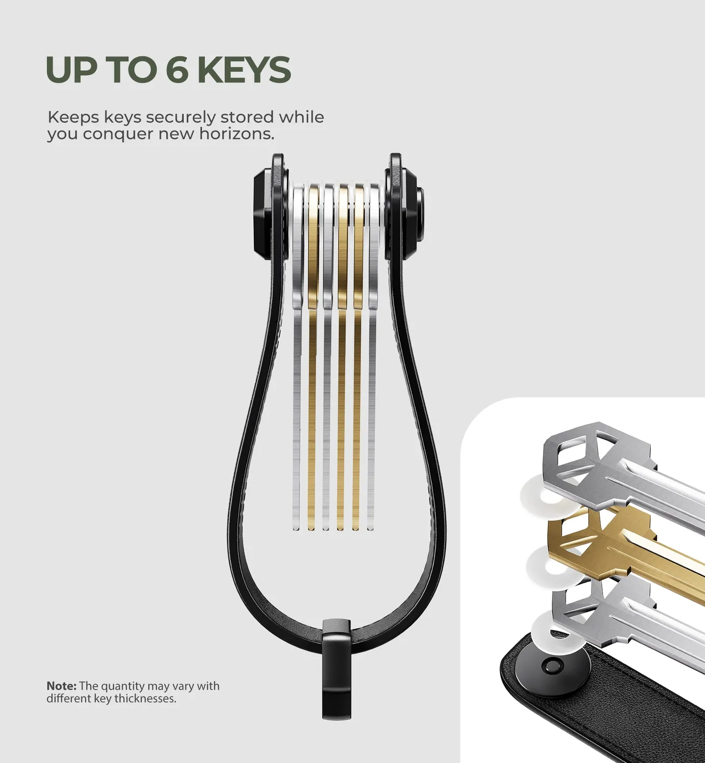Dexnor portachiavi organizer pelle nero fino a 6 chiavi