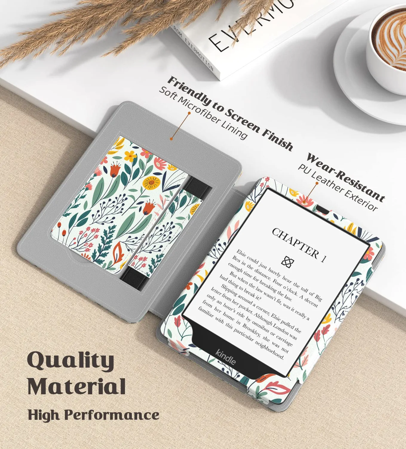 MoKo Cover Kindle Paperwhite 6,8" Fiori con stand