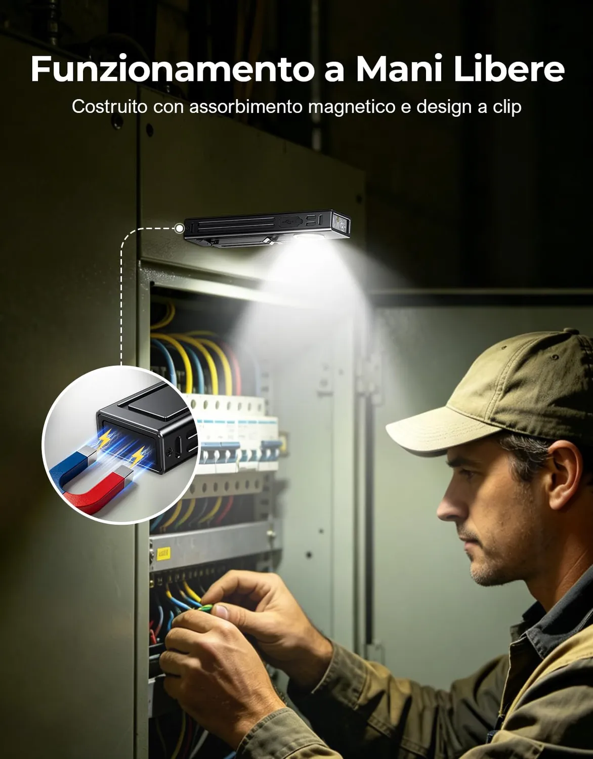EOIWUY Torcia LED Ricaricabile 1300 LM 4-in-1 UV Magnetica