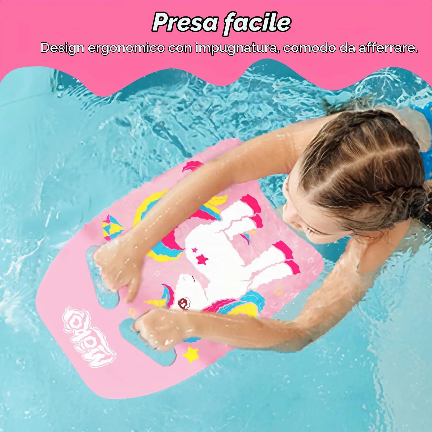 MoKo tavoletta nuoto bambini U rosa unicorno PE