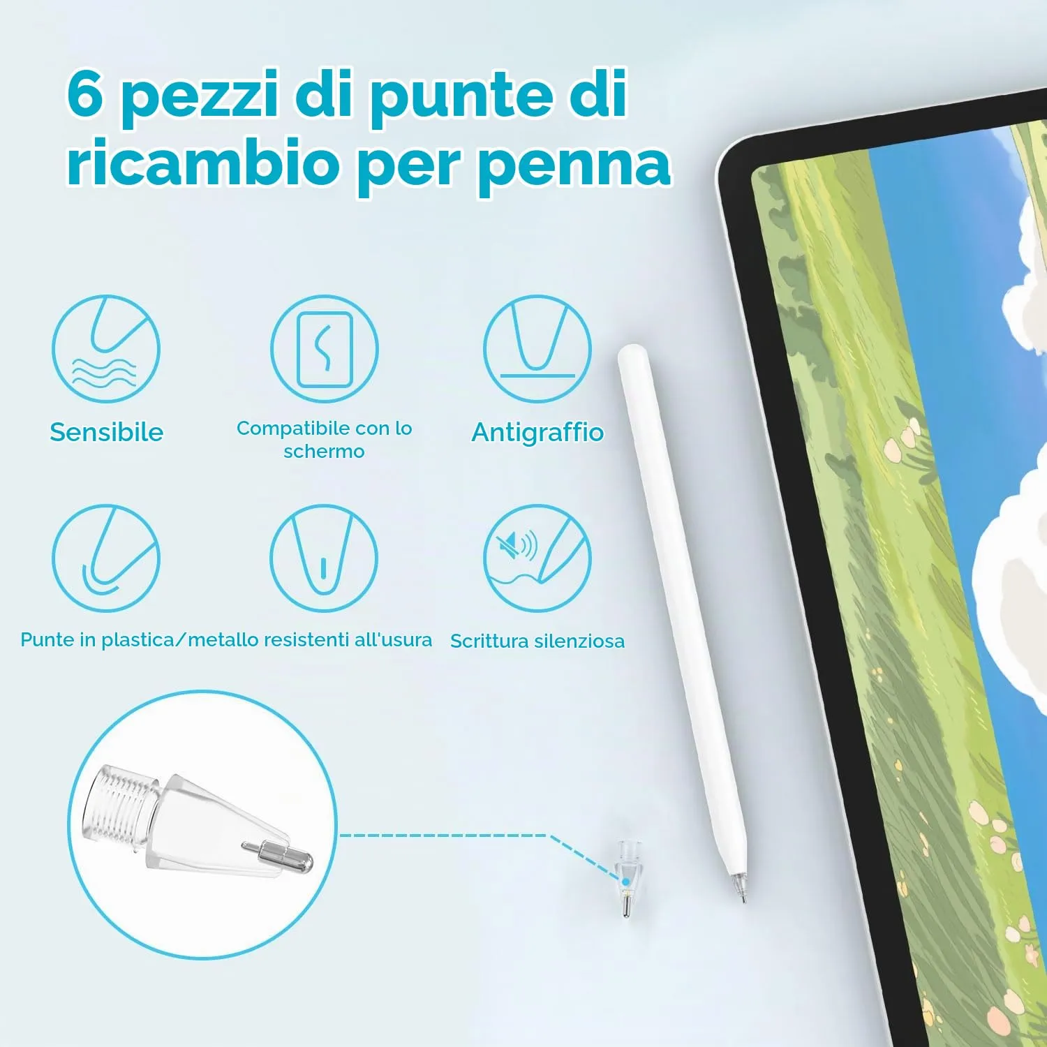 MoKo Punte Ricambio Apple Pencil 6 Pz Corte miste