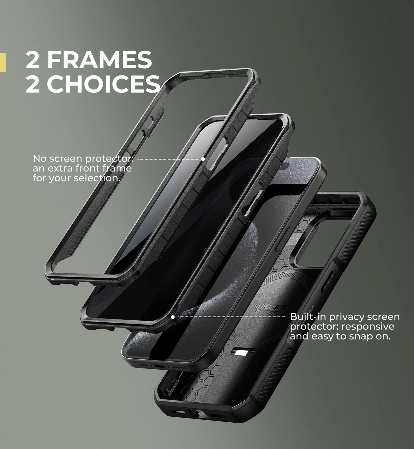 Dexnor iPhone 15 Pro cover privacy MagSafe nera