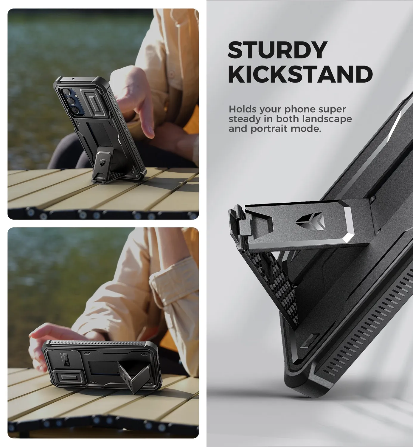 Dexnor Galaxy A16 cover rugged nera con kickstand