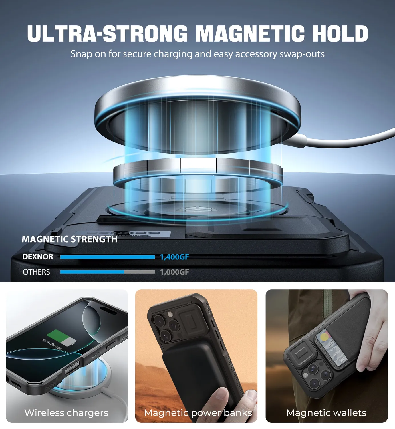 Dexnor per iPhone 16 Pro Max Custodia Nera MagSafe camera