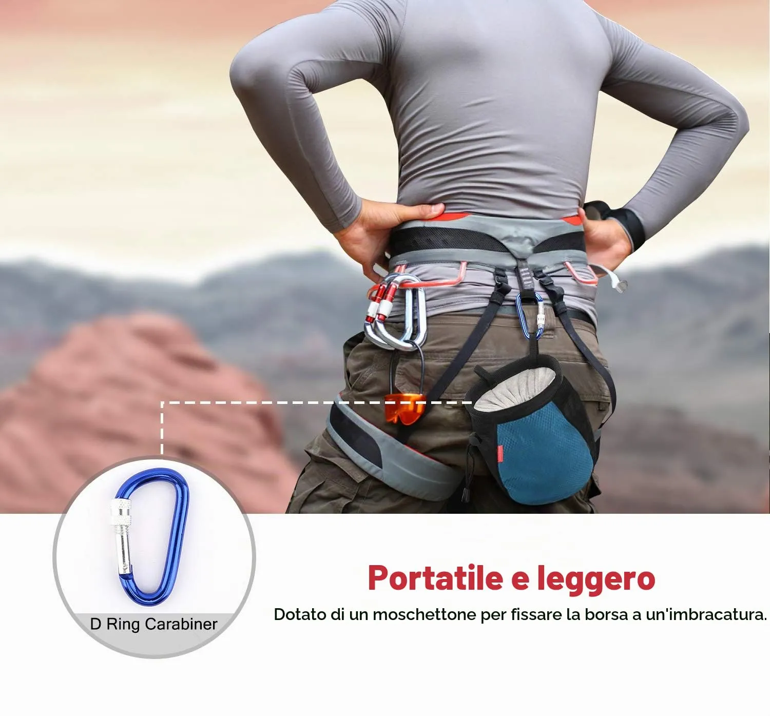 MoKo chalkbag sacca magnesite nero blu royal nylon
