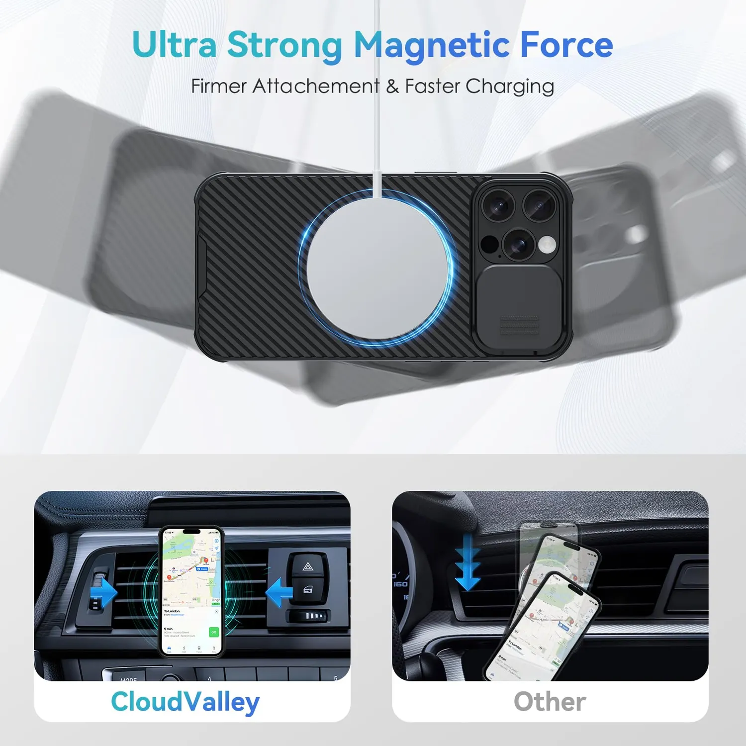CloudValley iPhone 15 Pro Max cover nera MagSafe